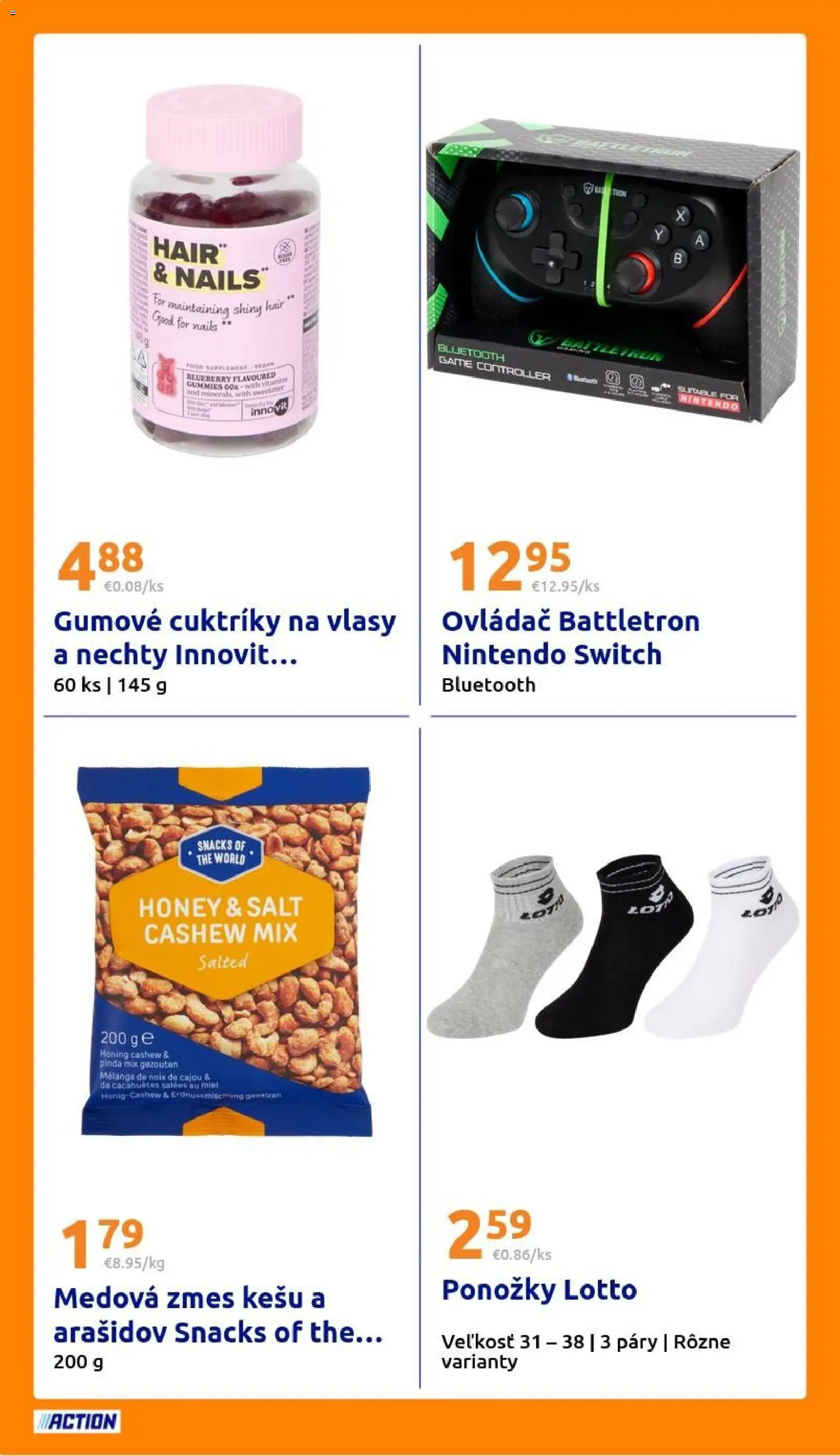 Nové Action akcie – leták je platný od 08.04.2026 | Strana: 20 | Produkty: Bluetooth, Ponožky