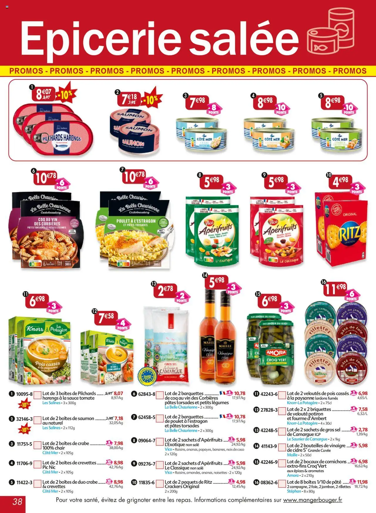  | Page: 38 | Produits: Crackers, Noix de coco, Crevettes, Pois