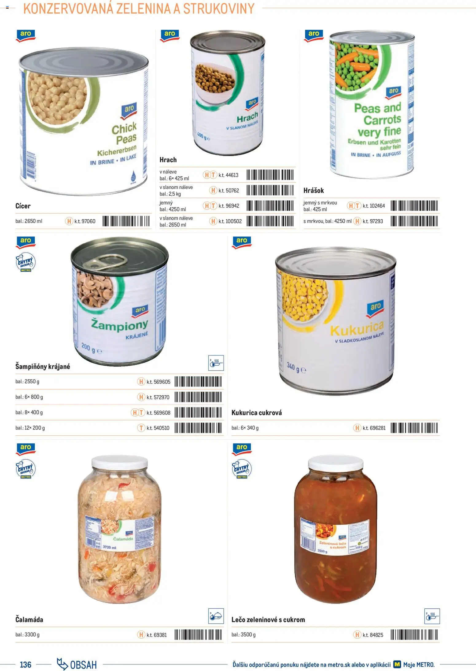 Nové Metro akcie – leták je platný od 01.01.2025 | Strana: 136 | Produkty: Hrášok, Hrach, Kukurica