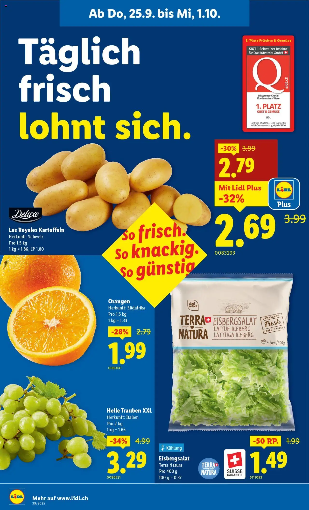 Lidl Aktionen – gültig ab 25.09.2025 | Seite: 4 | Produkte: Orangen, Gemüse, Kartoffeln, Früchte