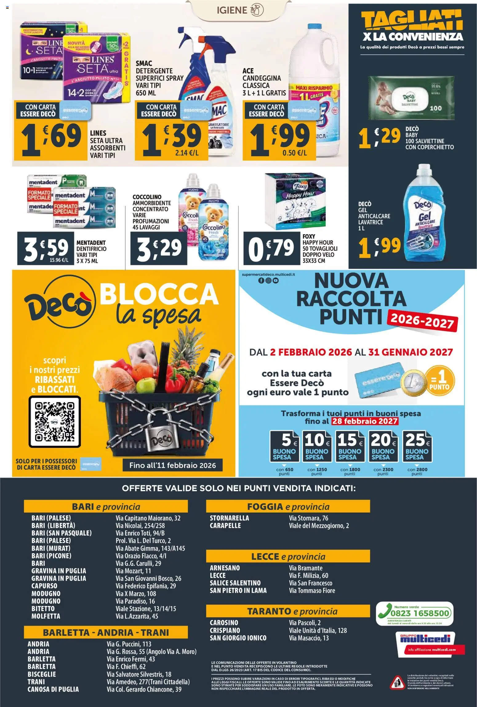Volantino Decò del 30.01.2026 | Pagina: 12 | Prodotti: Dentifricio, Detergente, Candeggina, Lavatrice