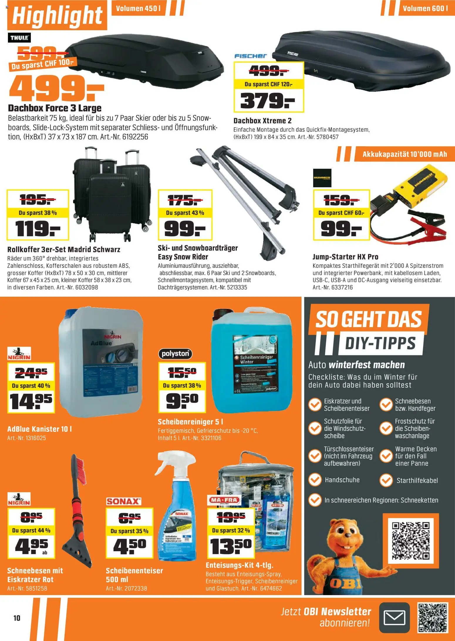 OBI - Alles machbar mit OBI. – gültig ab 27.12.2025 | Seite: 10 | Produkte: Ski, Koffer, Scheibe, Fall