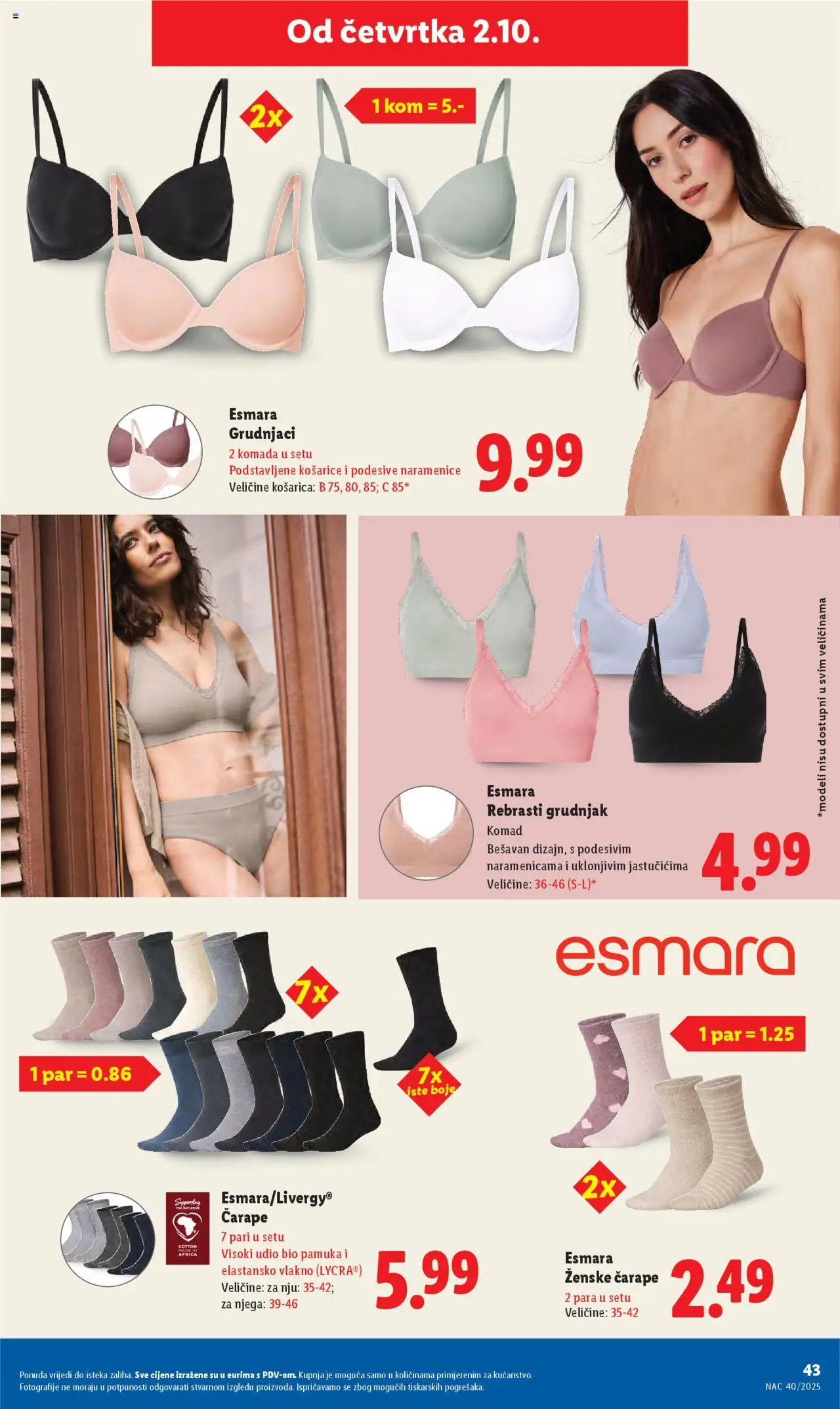 Lidl katalog | vrijedi od 29.09.2025 | Stranica: 43 | Proizvodi: Grudnjak, Čarape