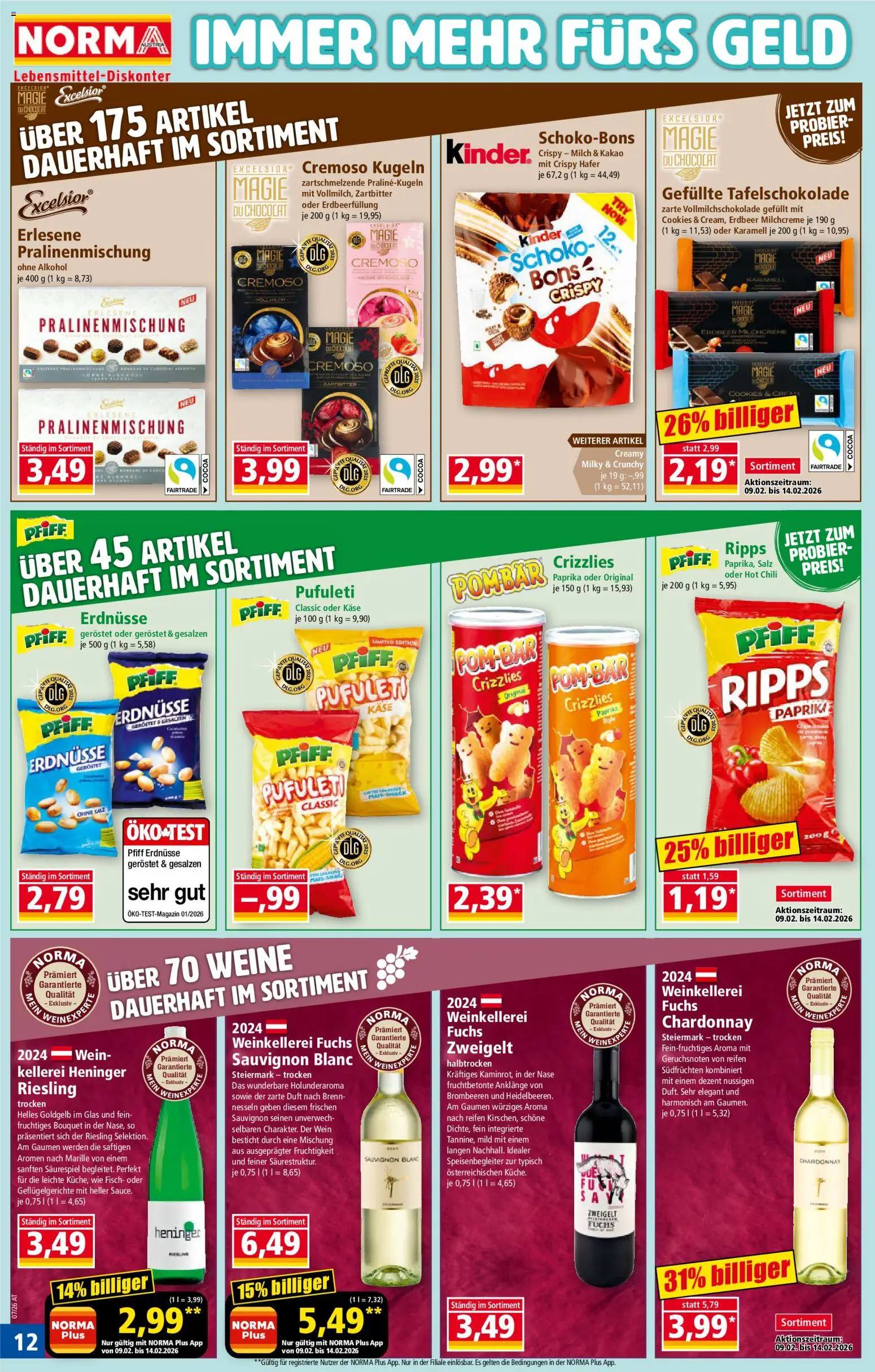 Norma Flugblatt gültig ab 09.02.2026 | Seite: 12 | Produkte: Salz, Duft, Wein, Fisch