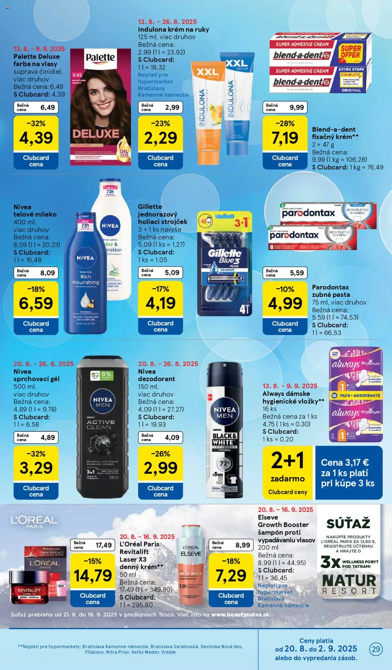 Tesco Hypermarket - leták │ platný od 20.08.2025 | Strana: 29 | Produkty: Laser, Strojček, Holiaci strojček, Mlieko