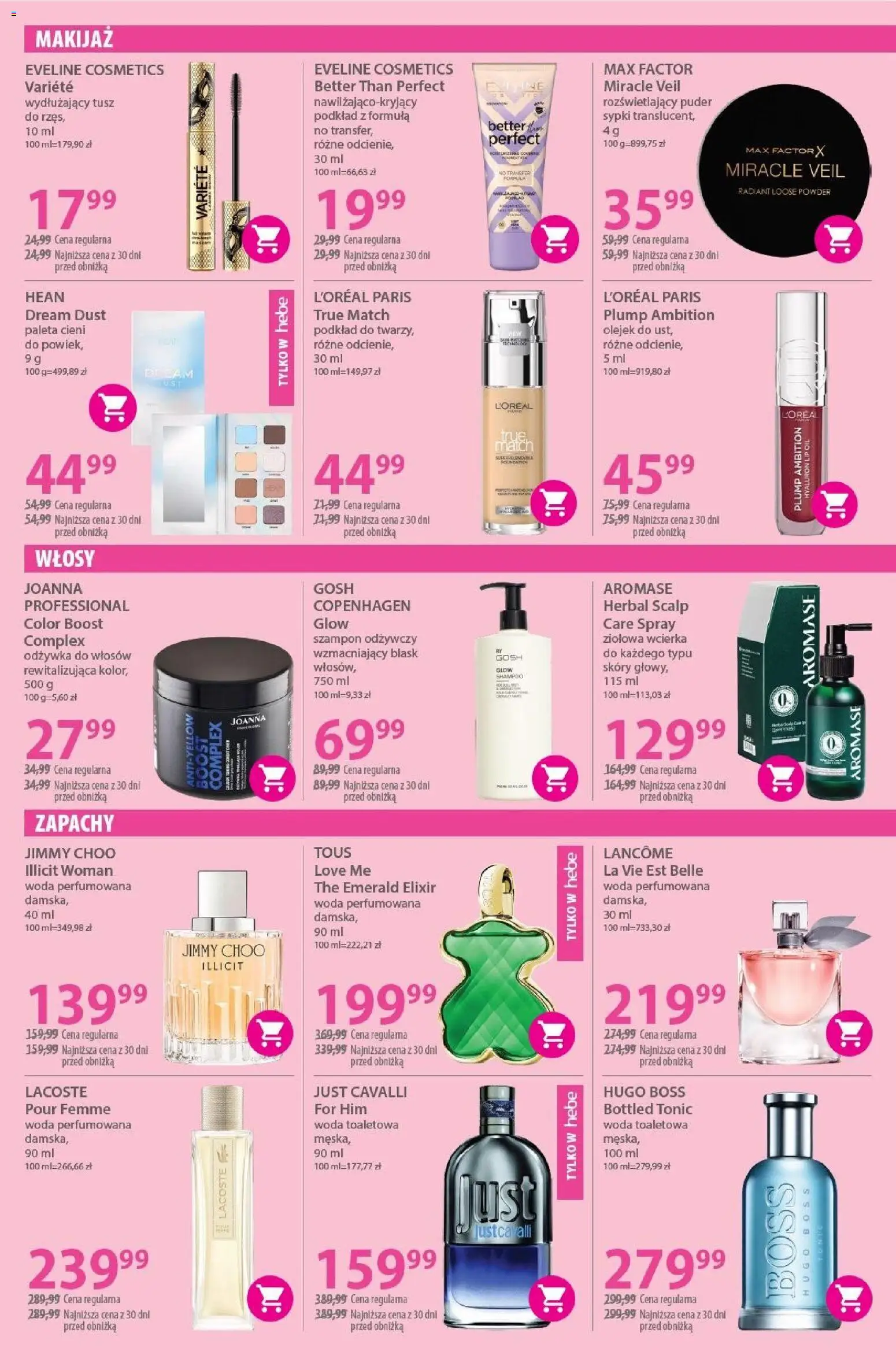 Hebe Gazetka od 31.01.2026 | Strona: 3 | Produkty: Woda toaletowa, Makijaż, Puder, Odżywka