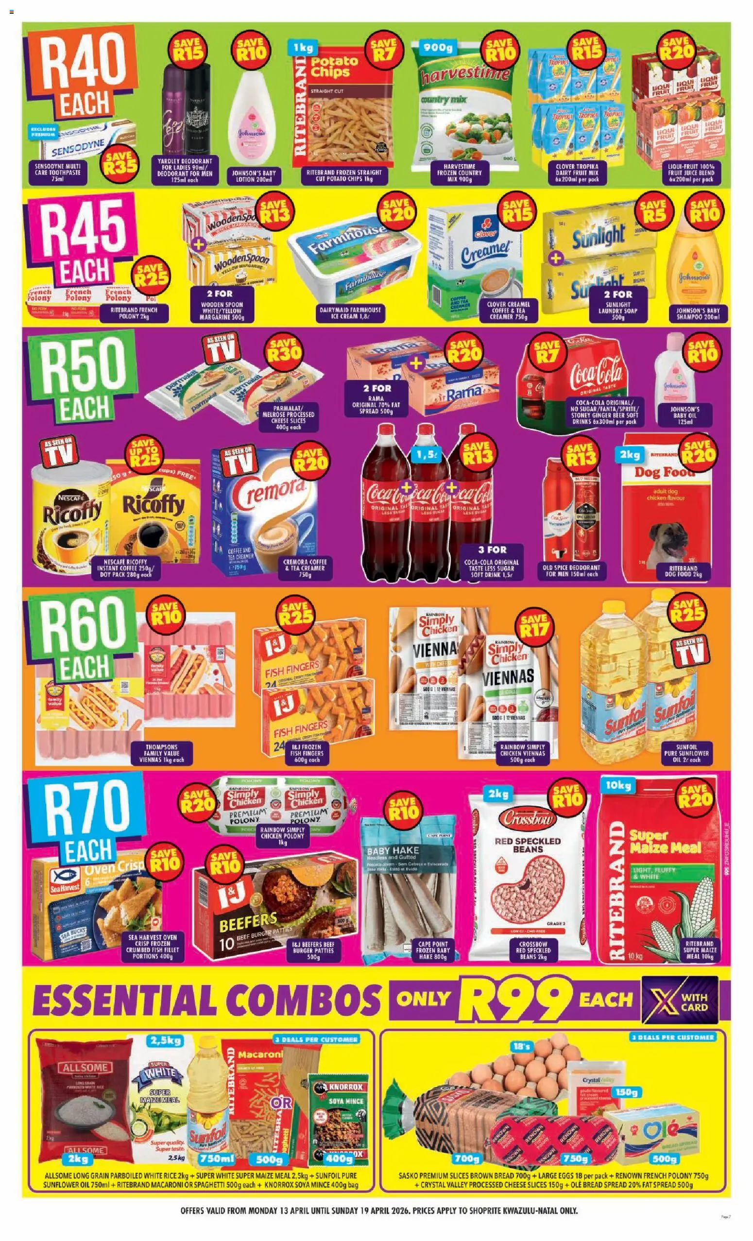 New Shoprite catalogue – valid from 13.04.2026 | Page: 7 | Products: Beans, Oven, Rice, Chips