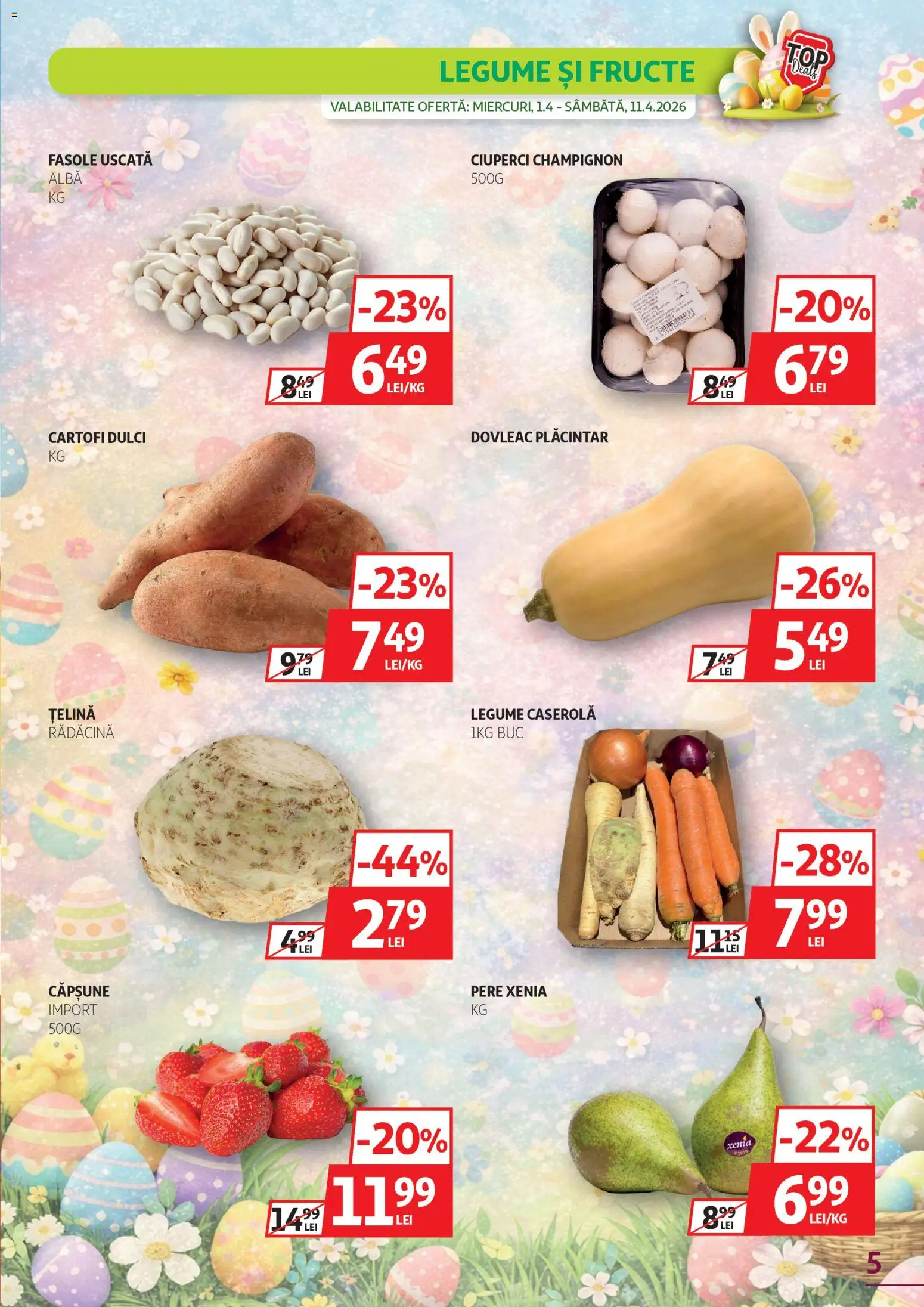 Noul catalog Auchan – valabil de la 25.03.2026 | Pagină: 5 | Produse: Dovleac, Taneli organik hardal, Legume, Fructe