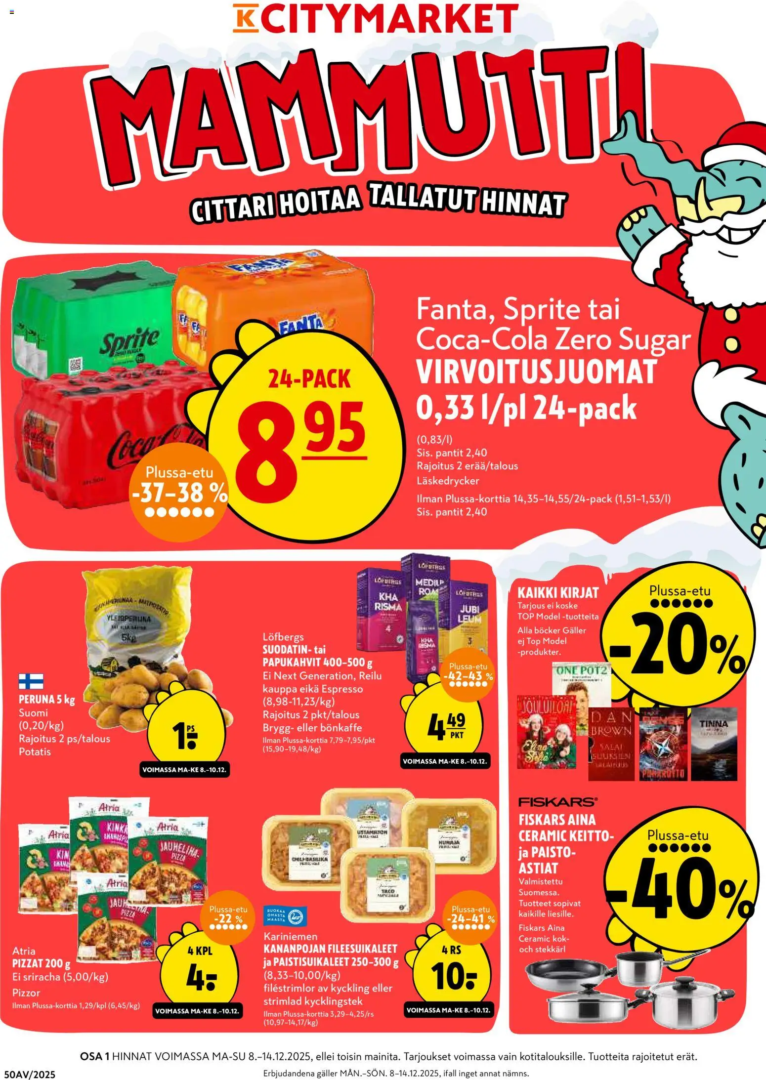 K-Citymarket tarjoukset – voimassa 08.12.2025 alkaen | Sivu: 1 | Tuotteet: Keitto, Sriracha, Peruna, Fanta