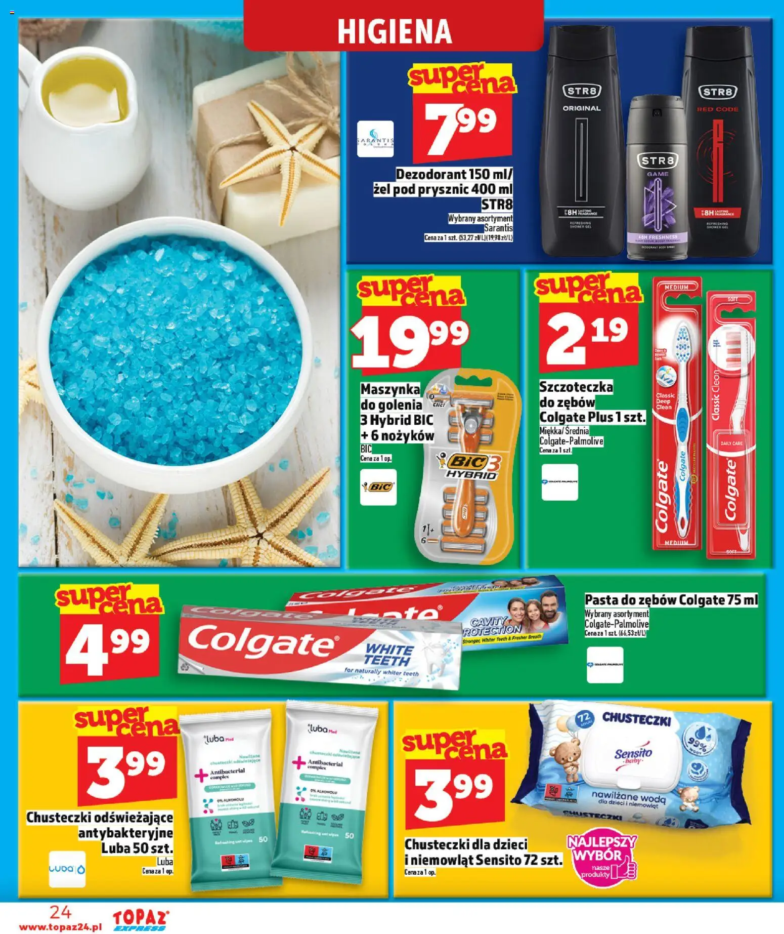 Topaz gazetka - Express od 16.04.2026 | Strona: 24 | Produkty: Żel pod prysznic, Dezodorant, Pasta do zębów, Woda