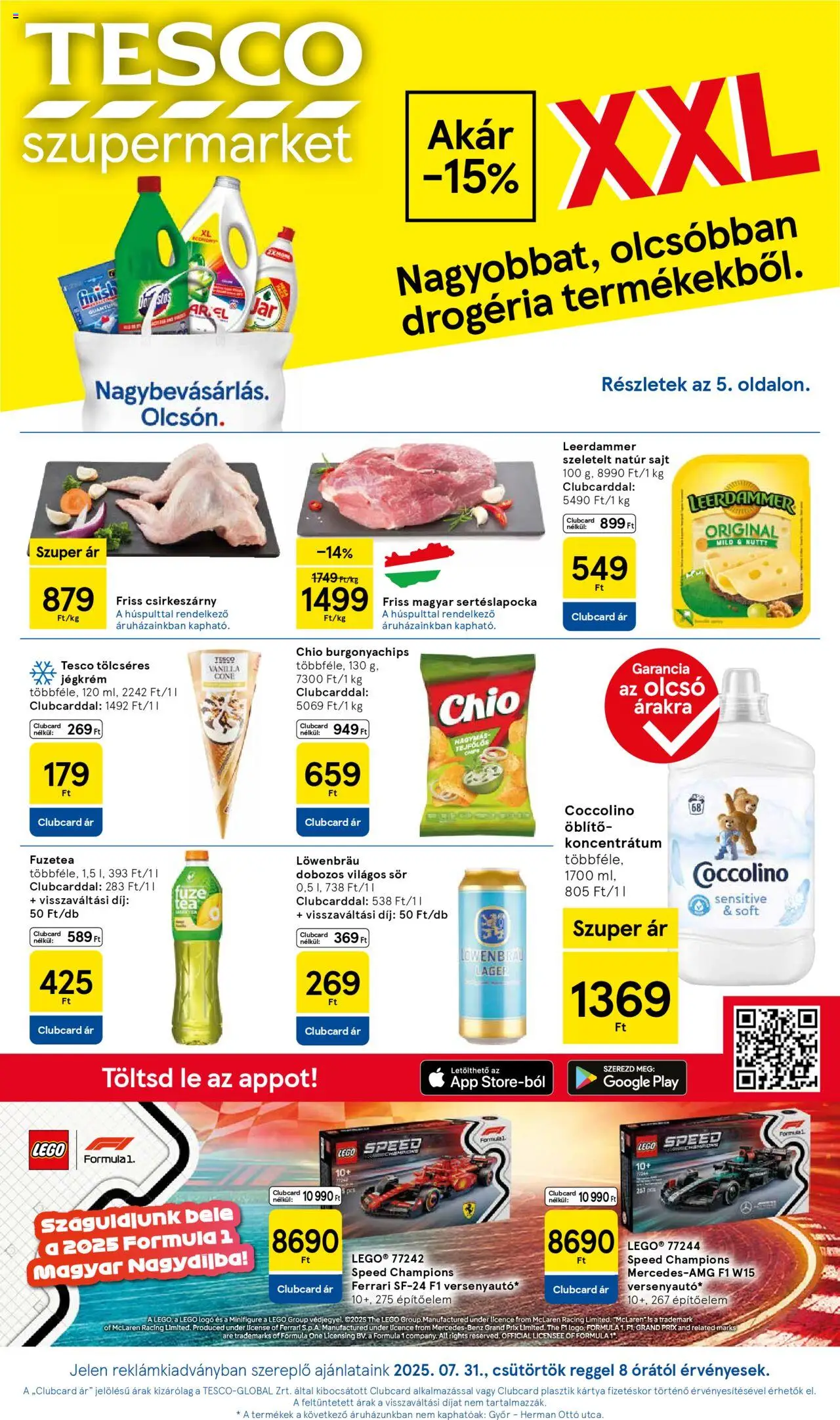Tesco akciós ujság - amely érvényes a következő dátumtól: 31.07.2025 | Oldal: 1 | Termékek: Ariel, Chips, Sertéslapocka, Sör