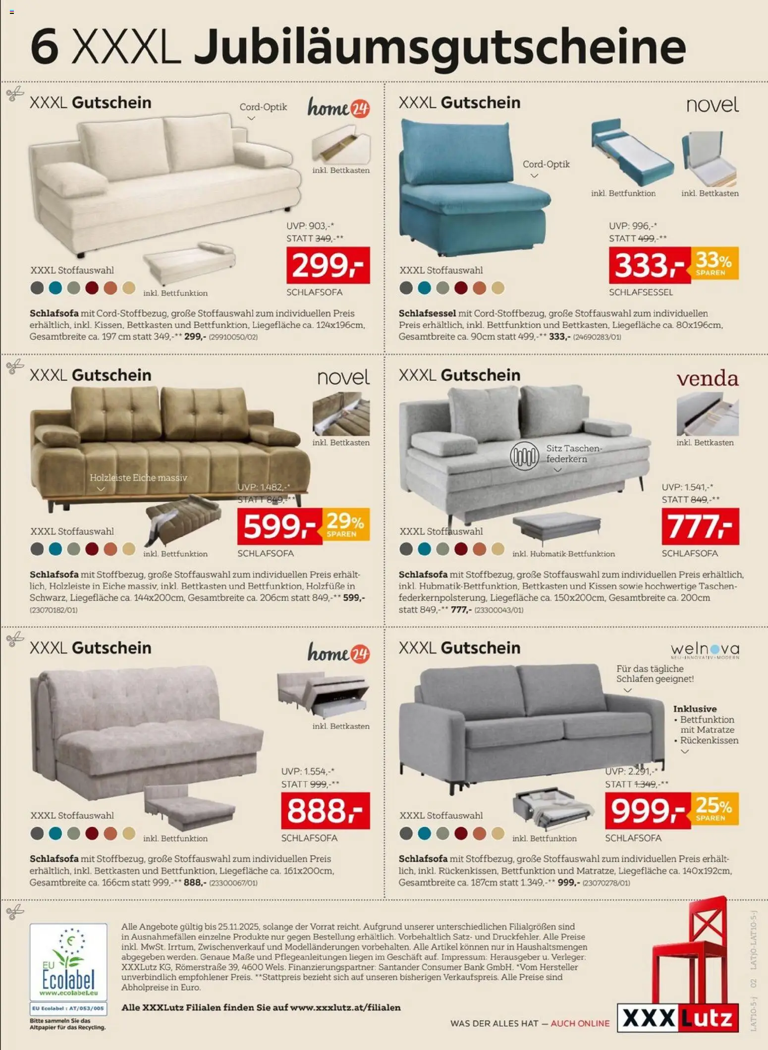 XXXLutz Sitzgarniture gültig ab 11.11.2025 | Seite: 2 | Produkte: Matratze, Kissen