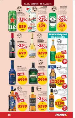 HEINEKEN DOBOZOS SÖR, 5% alkoholtartalom, 0,5 liter - amely érvényes a következő dátumtól: 26.02.2026 | Oldal: 19 | Termékek: Heineken, Rum, Sör, Whisky