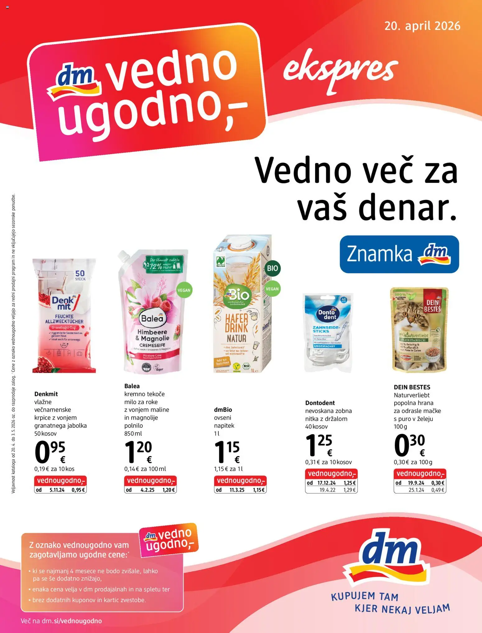 Novi DM Drogerie Markt katalog ponudbe – veljaven od 20.04.2026 | Stran: 1 | Izdelki: Kos, Milo, Jabolka, Maline
