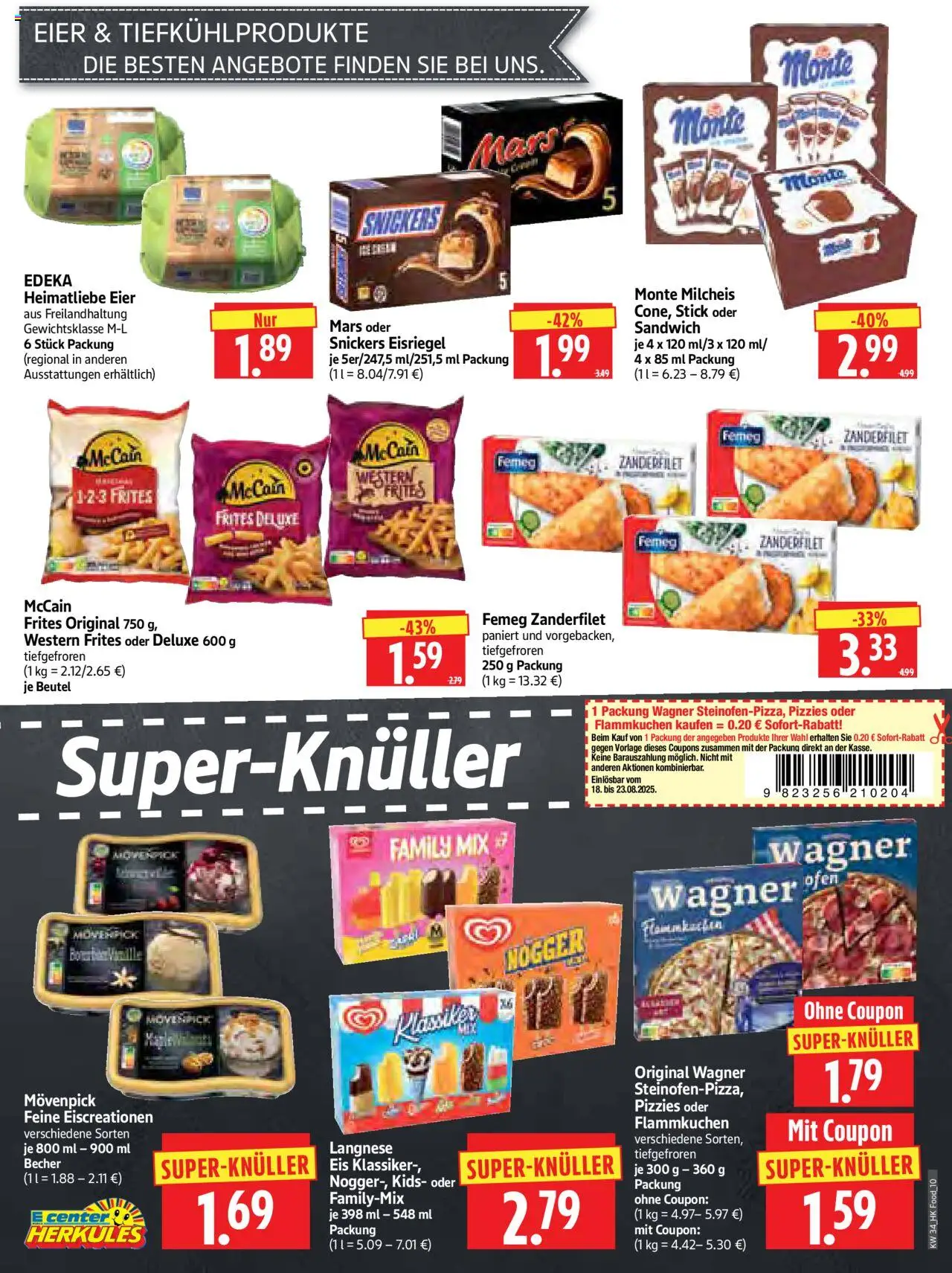 HERKULES Prospekt 	 - gültig ab dem 18.08.2025 | Seite: 10 | Produkte: Eier, Snickers, Mars, Eis