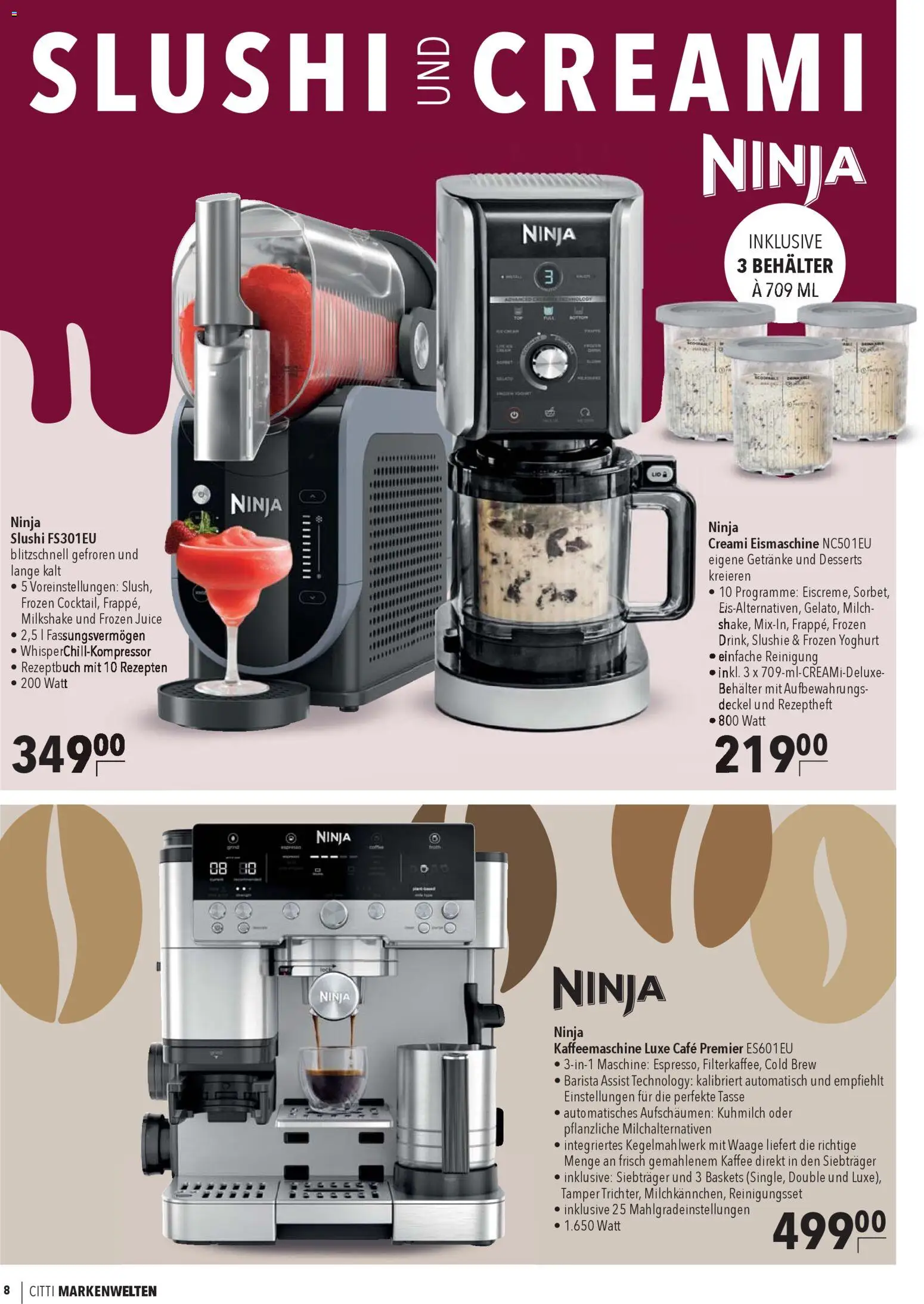 CITTI Markt  Markenwelten – gültig ab 29.10.2025 | Seite: 8 | Produkte: Kaffeemaschine, Milch, Kaffee