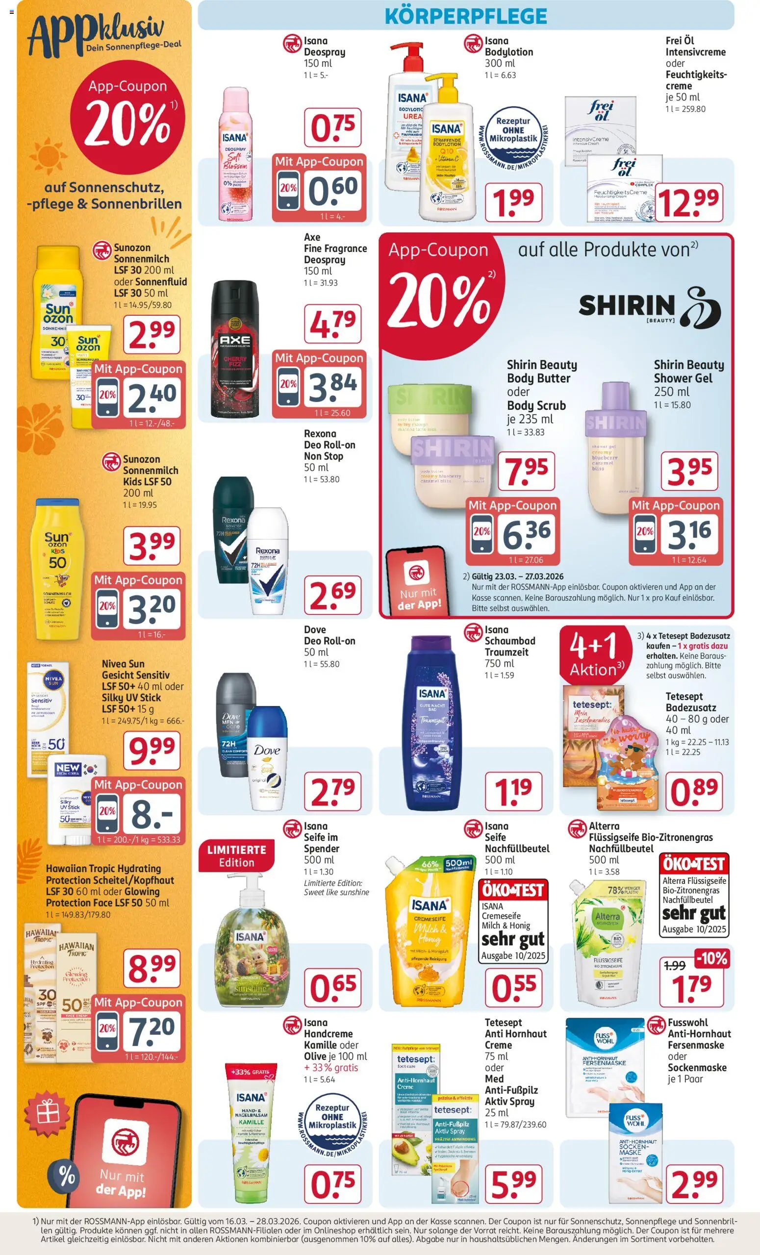 Rossmann Angebotsprospekt – gültig ab 23.03.2026 | Seite: 11 | Produkte: Seife, Mango, Shower Gel, Deospray