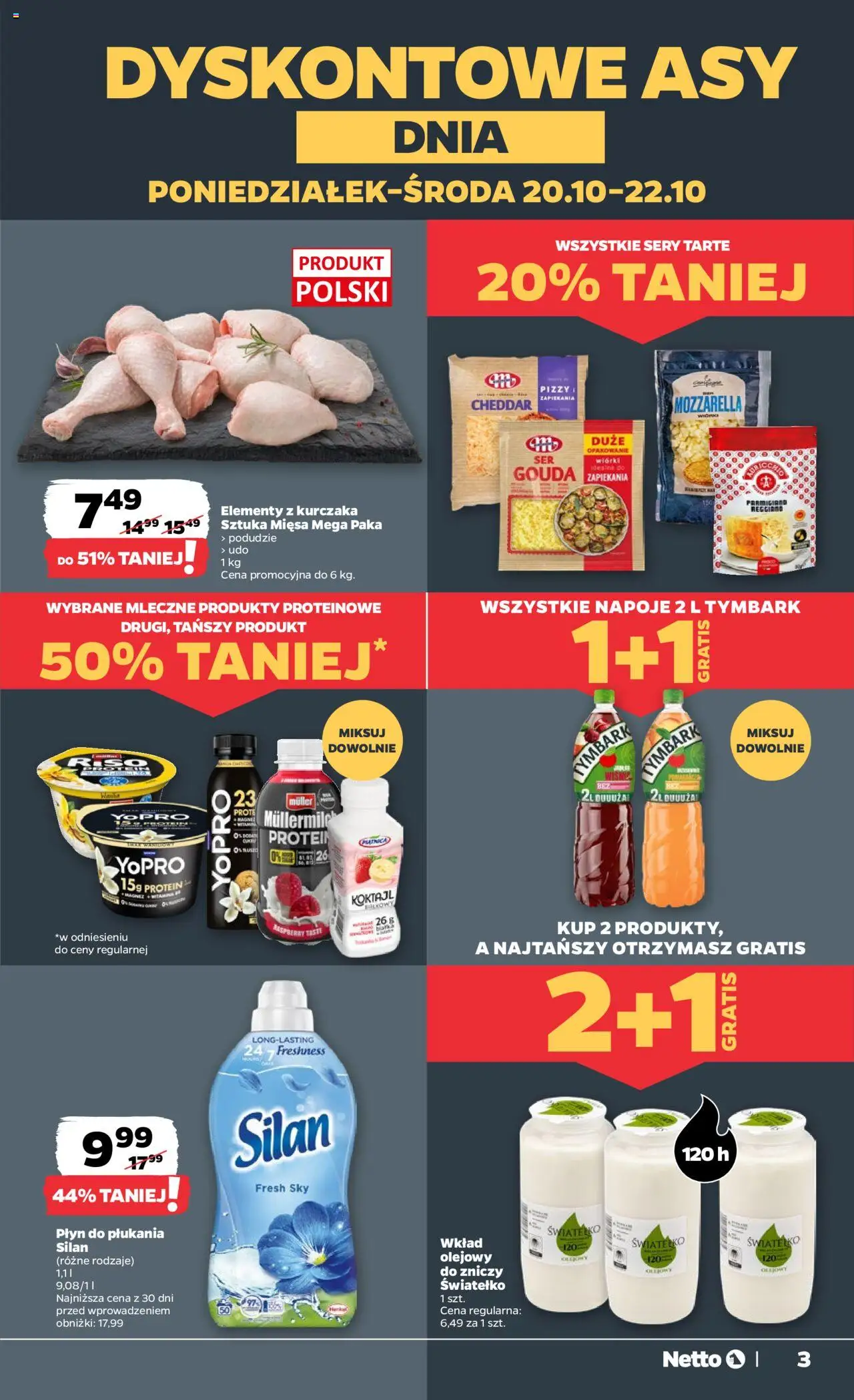 Netto gazetka - Spożywcza od 20.10.2025 | Strona: 3 | Produkty: Napoje, Sery, Mozzarella, Cheddar