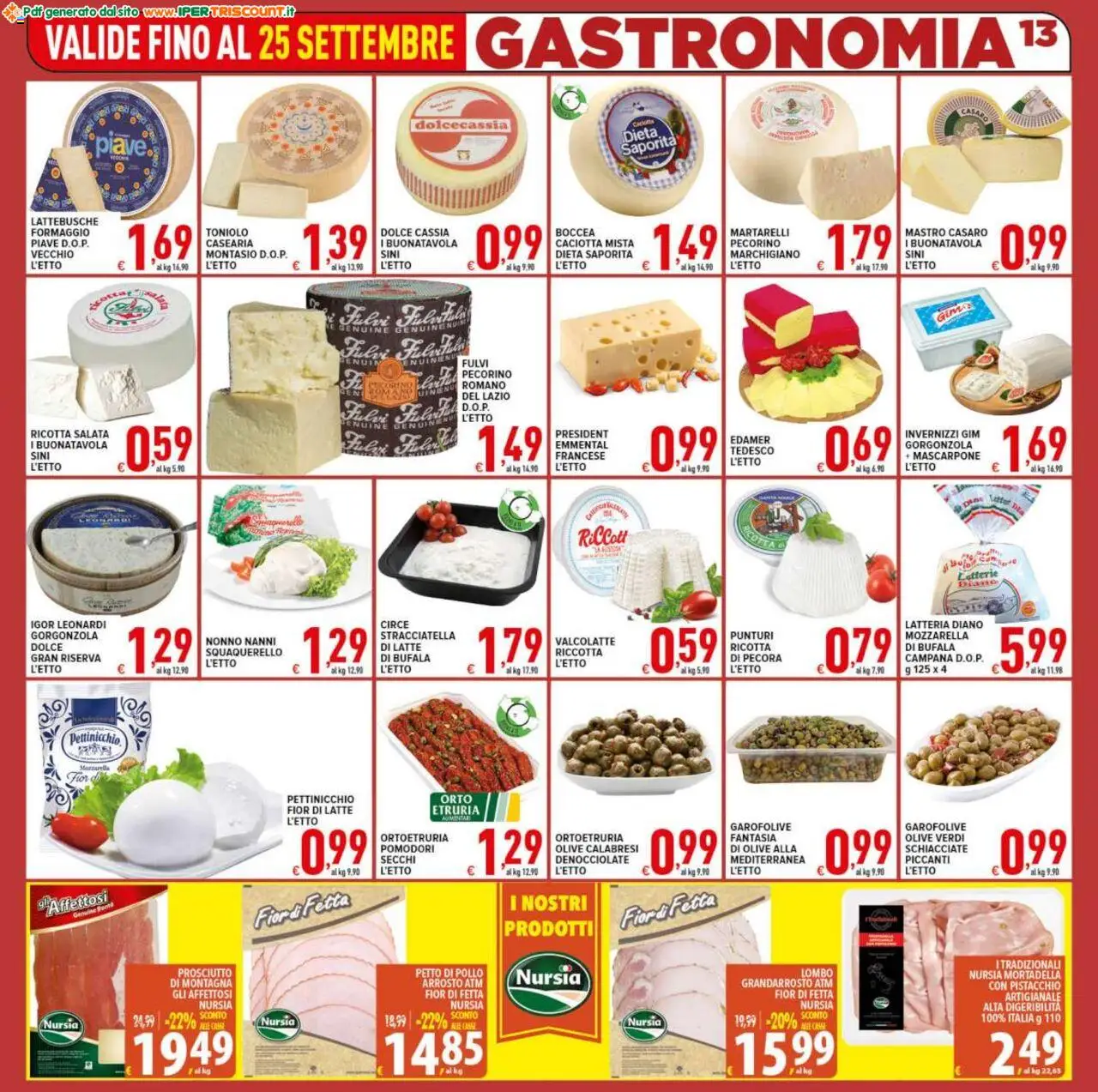Volantino Ipertriscount del 17.09.2025 | Pagina: 13 | Prodotti: Pollo, Mozzarella, Latte, Gorgonzola