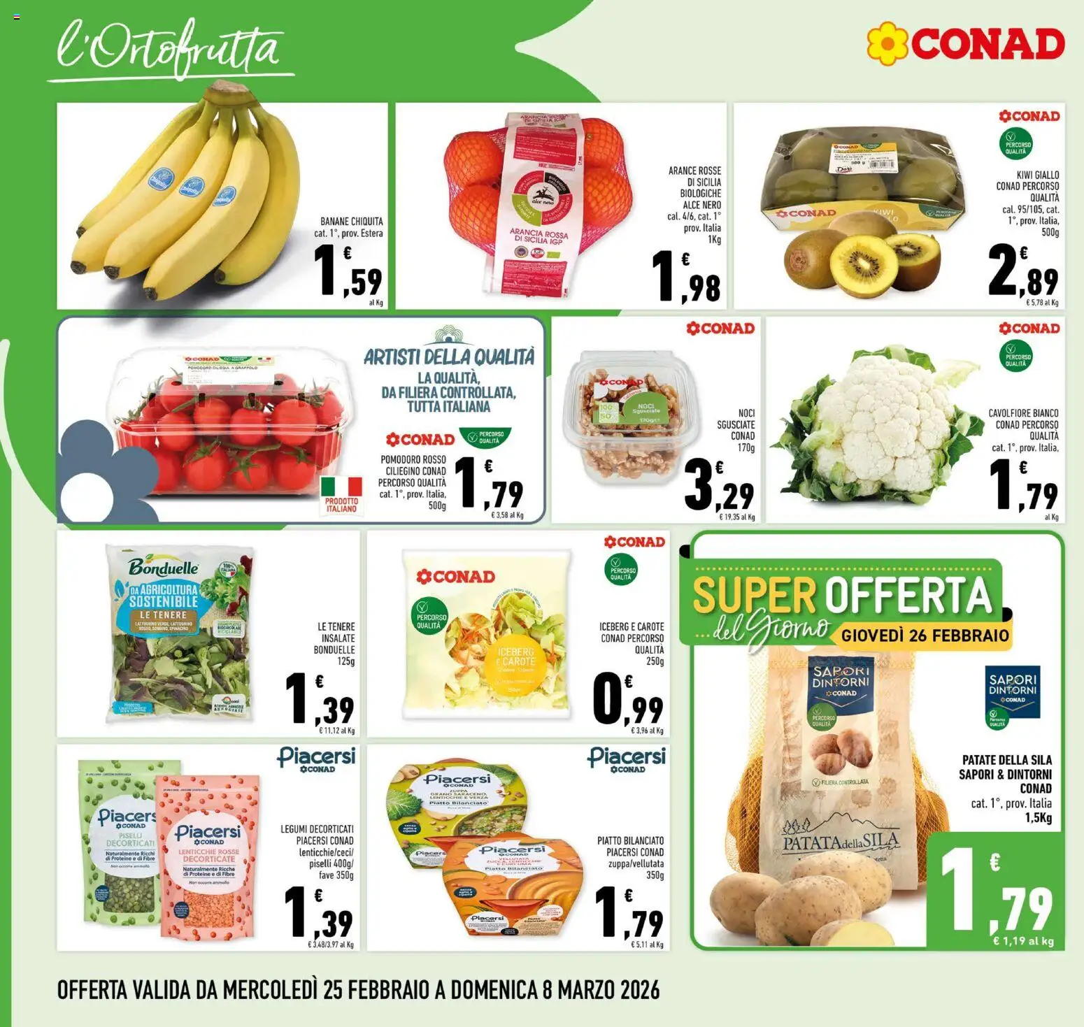 Volantino Conad del 25.02.2026 | Pagina: 6 | Prodotti: Legumi, Lenticchie, Carote, Arancia