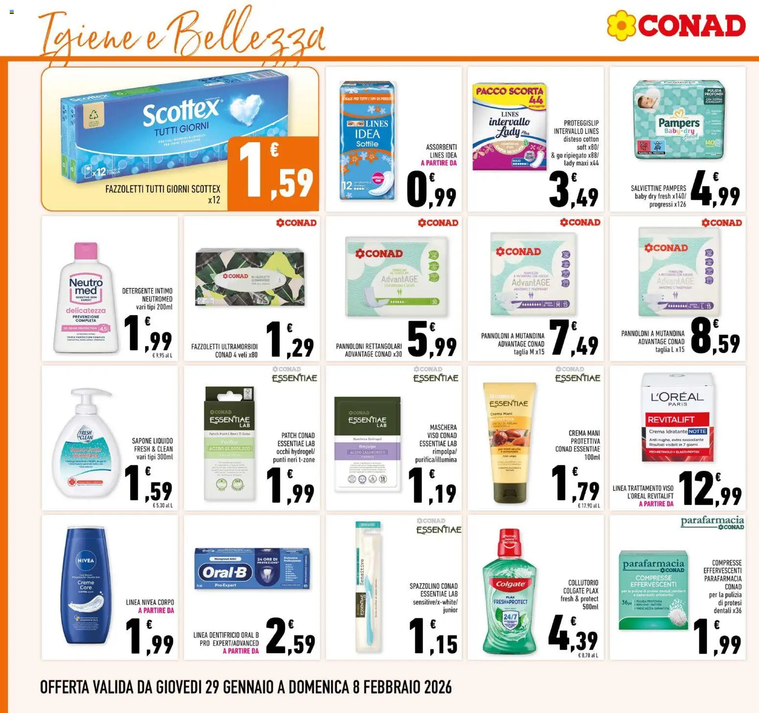 Volantino Conad del 29.01.2026 | Pagina: 20 | Prodotti: Crema, Maschera, Dentifricio, Pampers
