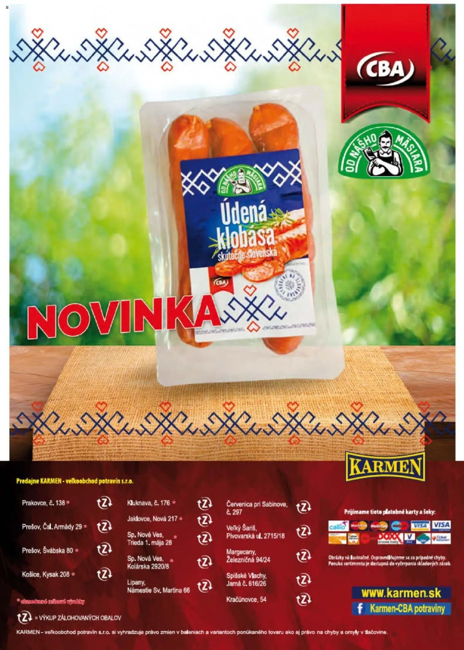 Nové KARMEN CBA akcie – leták je platný od 08.01.2026 | Strana: 16 | Produkty: Klobása