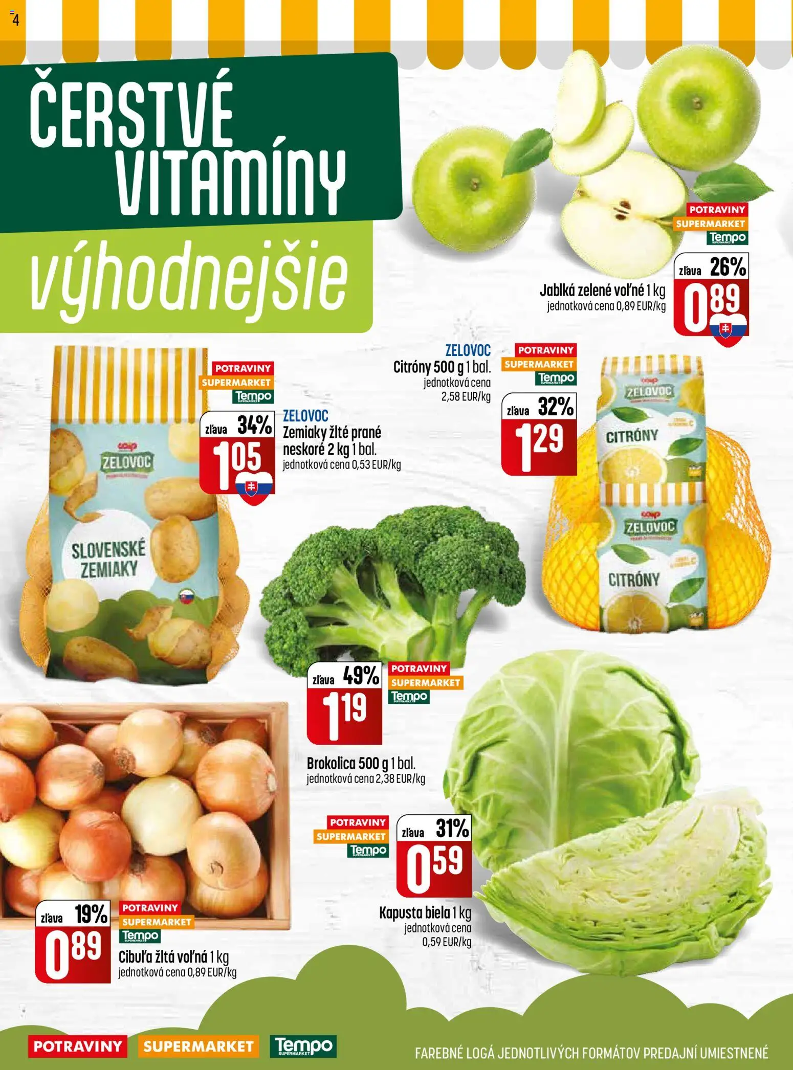 Nové COOP Jednota akcie – leták je platný od 26.02.2026 | Strana: 4 | Produkty: Kapusta, Kapusta biela, Citróny, Zemiaky