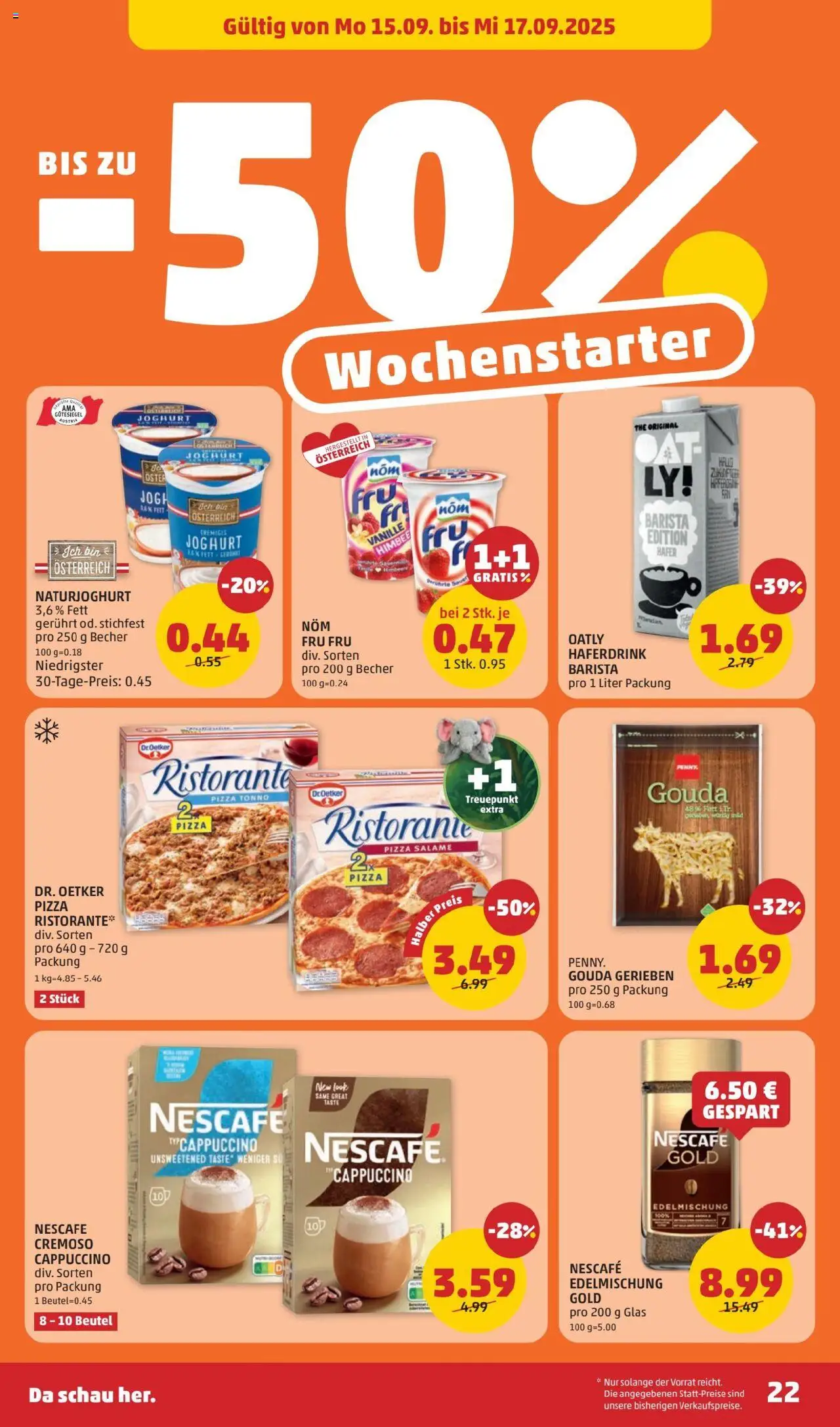 Penny Markt Flugblatt gültig ab 11.09.2025 | Seite: 22 | Produkte: Joghurt, Pizza