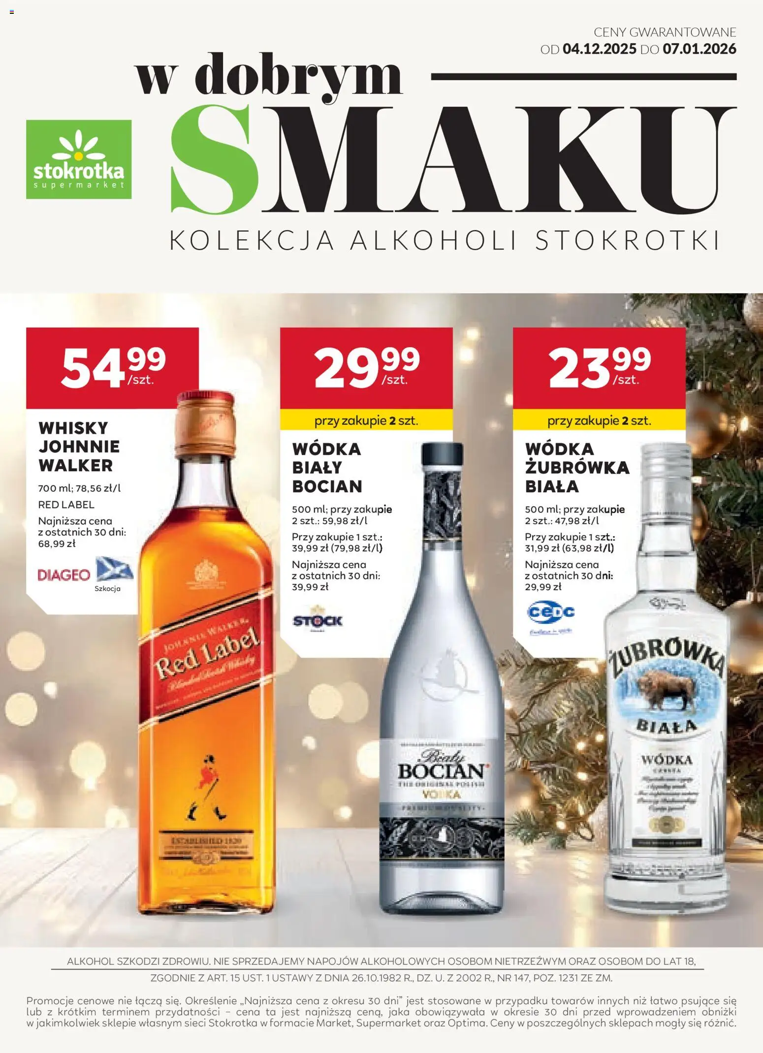 Stokrotka Gazetka - Oferta alkoholowa od 04.12.2025 | Strona: 1 | Produkty: Stokrotka, Red label, Alkohol, Wódka