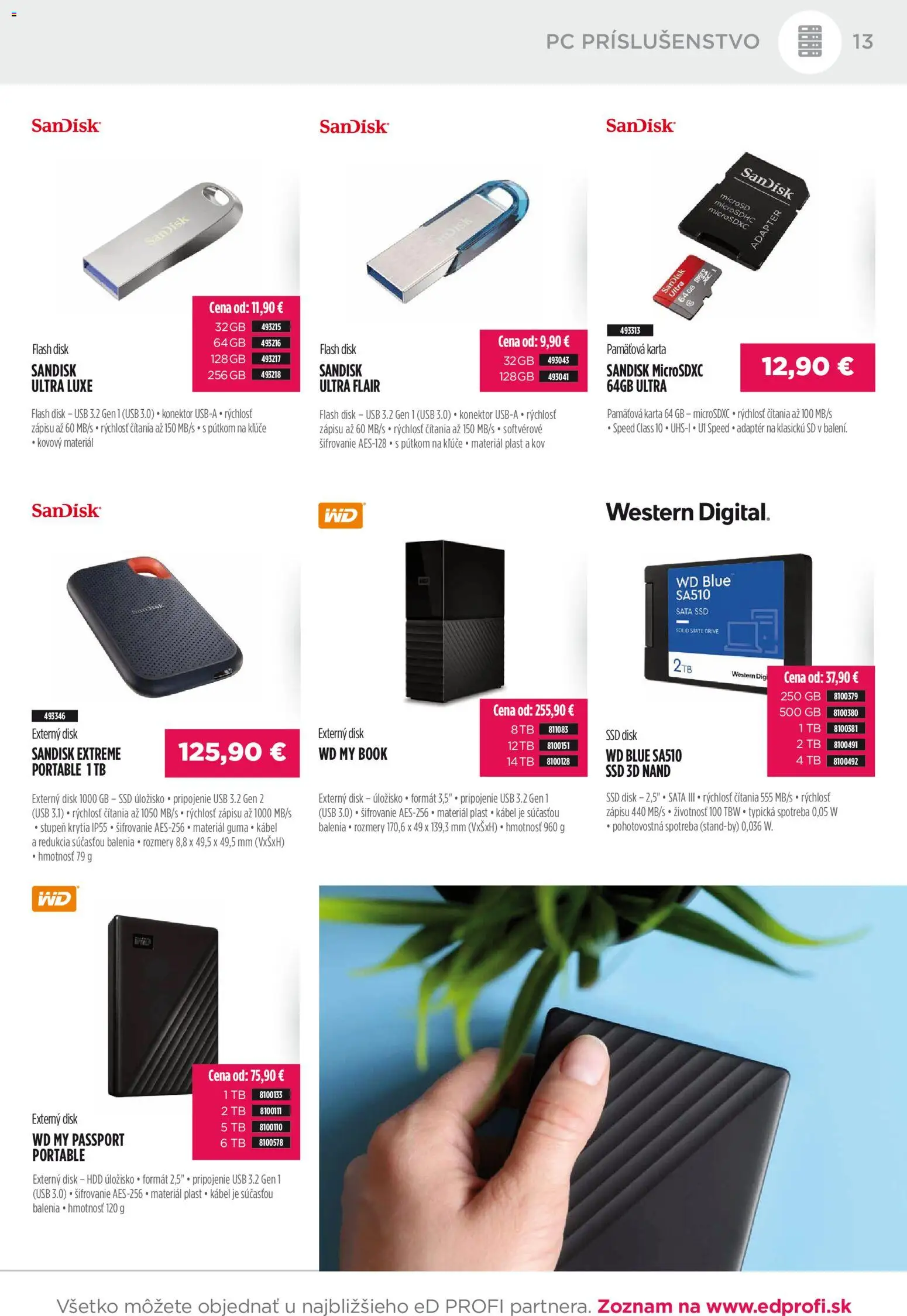 Nové ED Profi akcie – leták je platný od 01.11.2025 | Strana: 13 | Produkty: PC, Disk, Adaptér