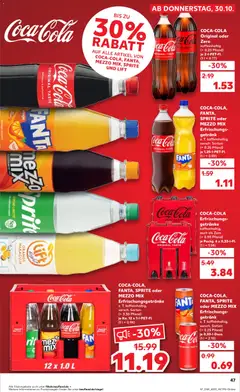 COCA-COLA, FANTA, SPRITE oder MEZZO MIX Erfrischungsgetränk, z. T. koffeinhaltig, versch. Sorten (+ 0.25 Pfand) je 1,25-I-PET-FI. ab 02.11.2025 gültig | Seite: 47 | Produkte: Mezzo mix, Coca cola, Sprite, Oder mezzo mix