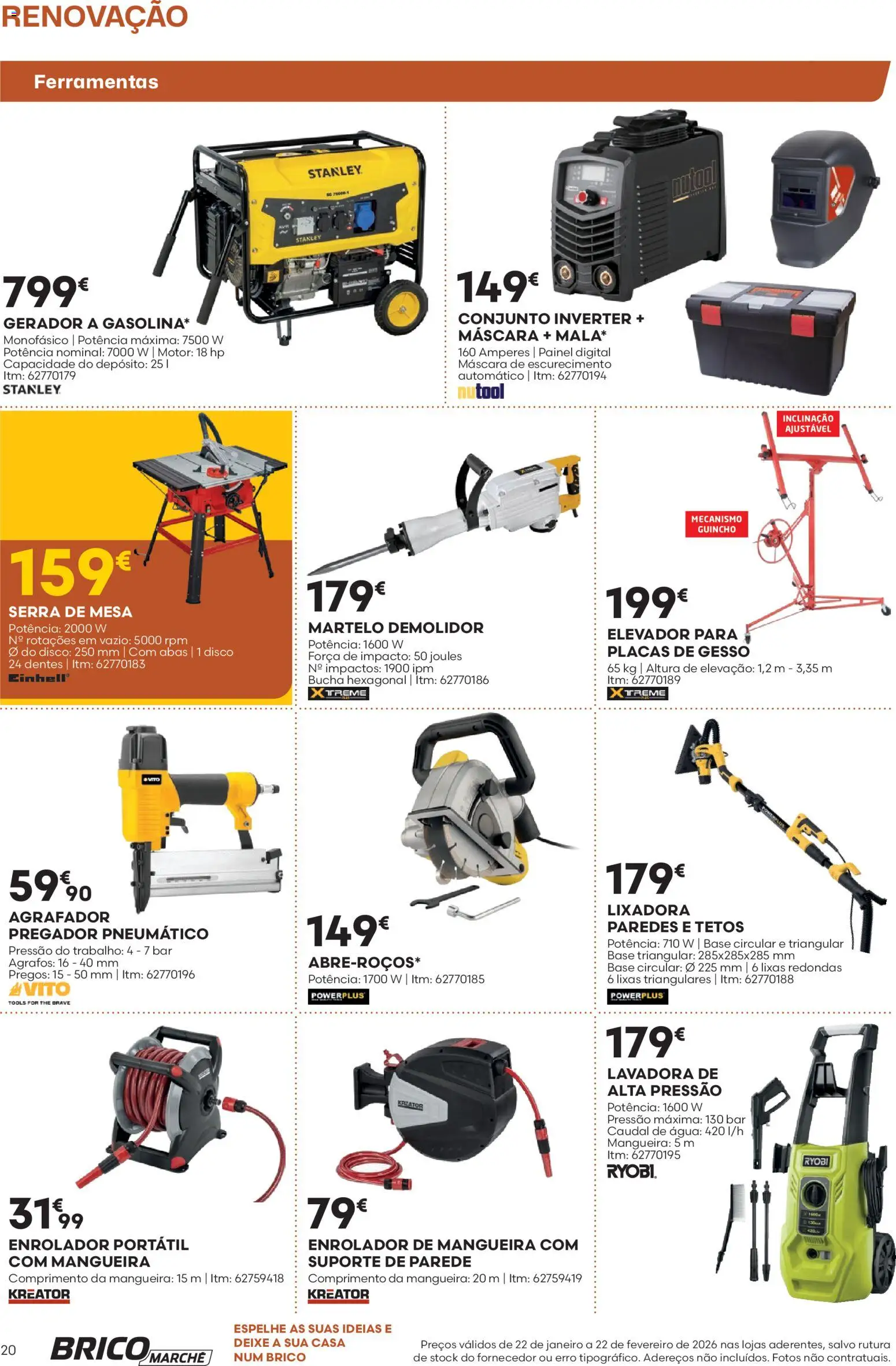 BricoMarché folheto │ válido de 22.01.2026 | Página: 20 | Produtos: Agua, Ferramentas, Mesa, Mangueira