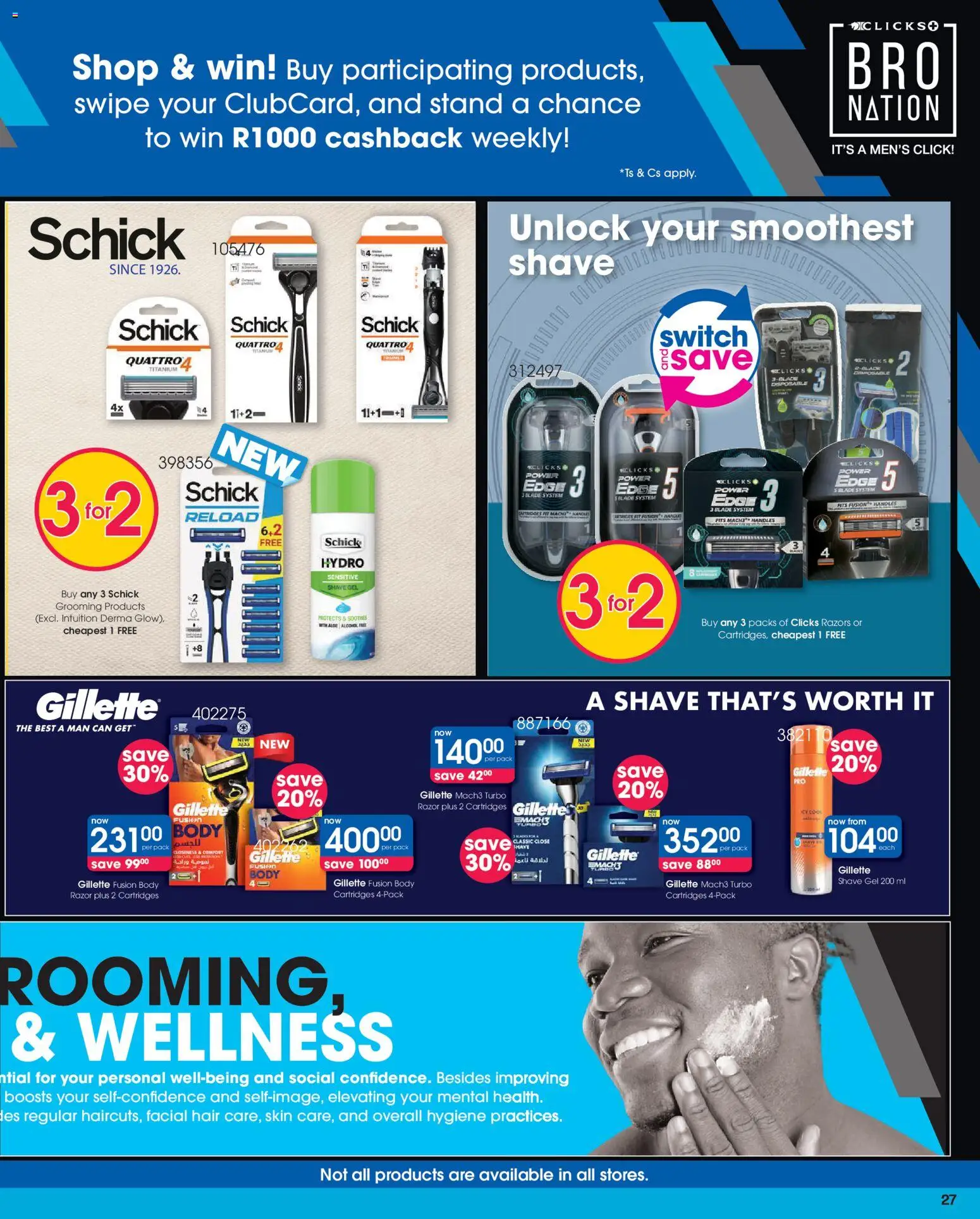 New Clicks catalogue – valid from 23.04.2026 | Page: 27 | Products: Switch, Razors