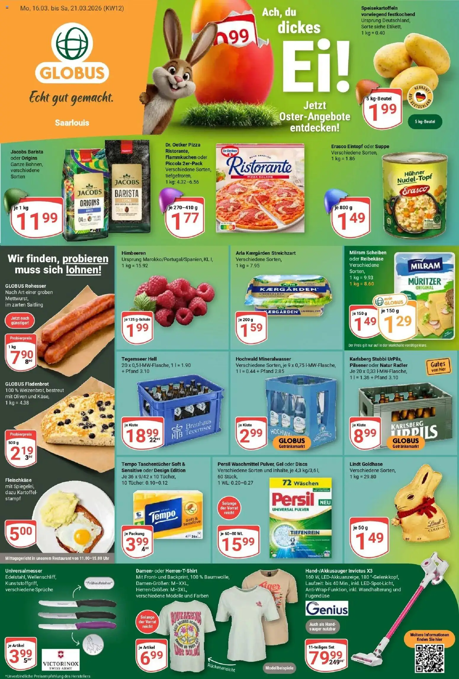 Globus prospekt Saarlouis	 – gültig ab 15.03.2026 | Seite: 1 | Produkte: Himbeeren, Waschmittel, Uhr, Persil