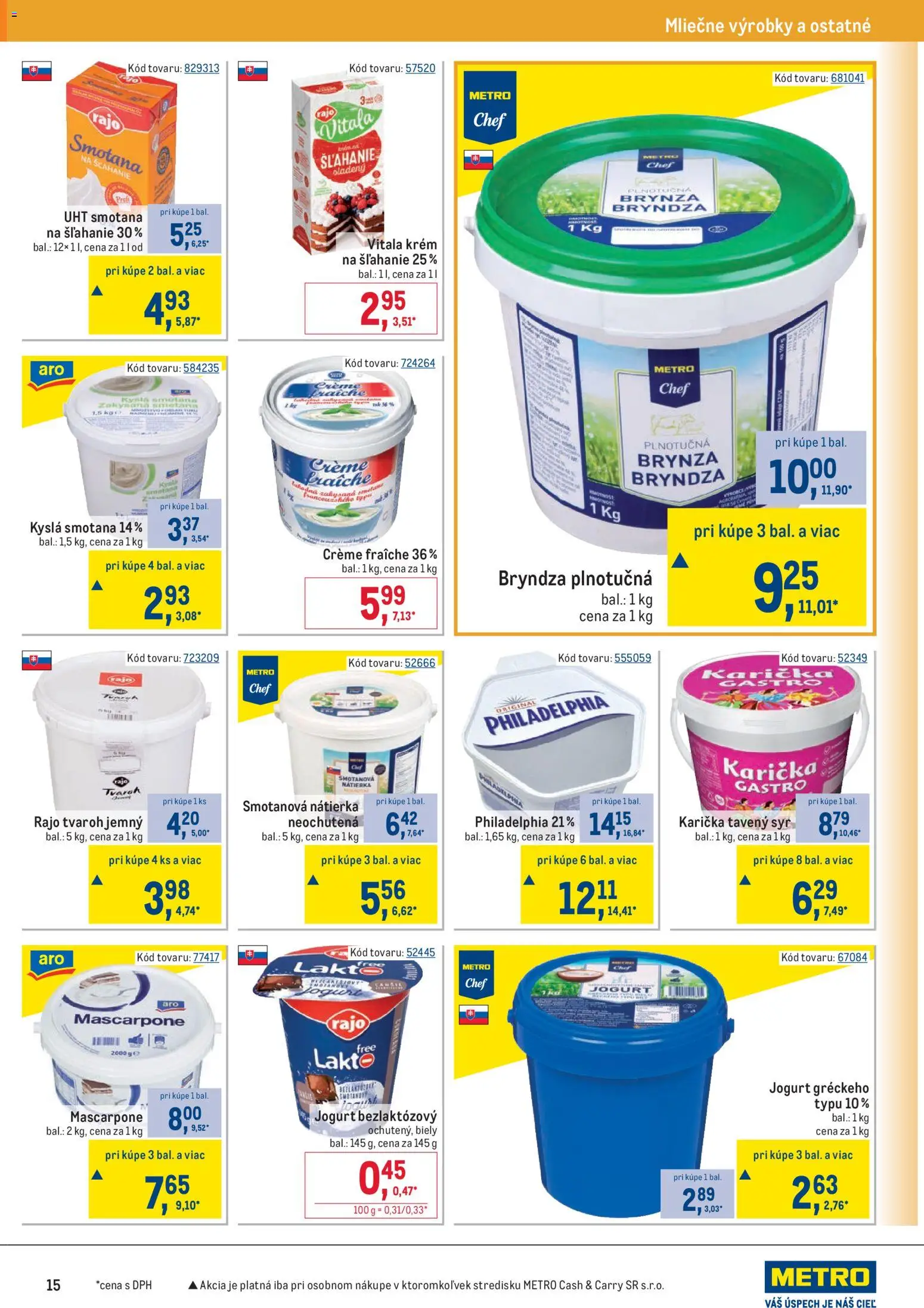 Nové Metro akcie – leták je platný od 19.11.2025 | Strana: 15 | Produkty: Bryndza, Krém, Tvaroh, Mascarpone