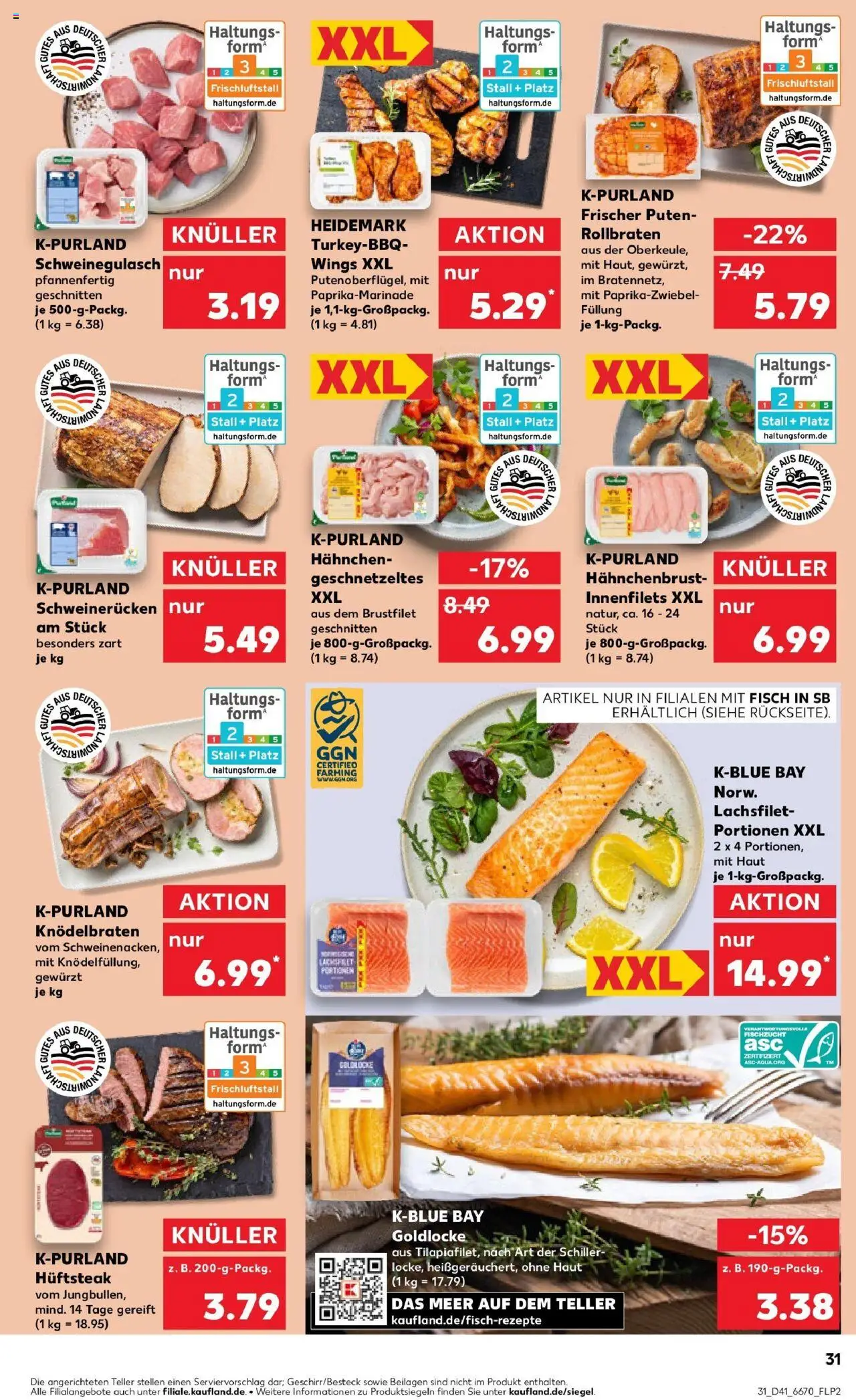 Kaufland prospekt Köln	 – gültig ab 13.10.2025 | Seite: 31 | Produkte: Schweinegulasch, Hahnchen, Schweinerucken, Hahnchenbrust