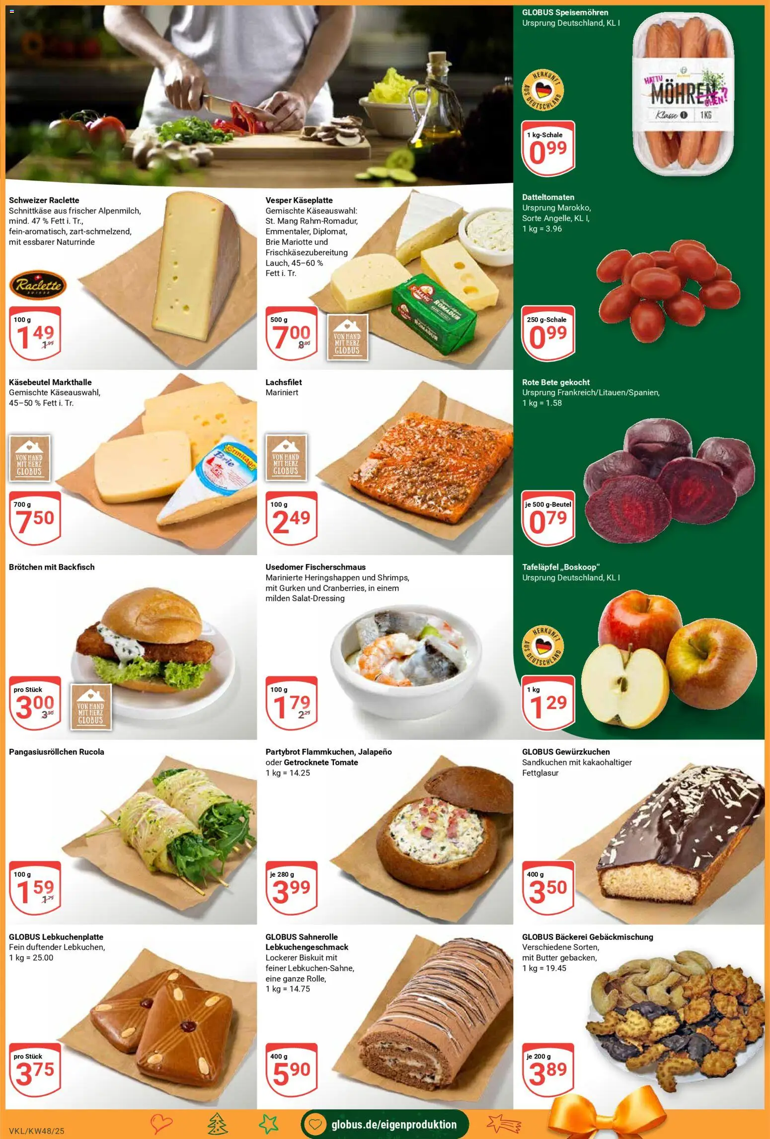 Globus prospekt Völklingen	 – gültig ab 24.11.2025 | Seite: 3 | Produkte: Bäckerei, Butter, Rucola, Raclette