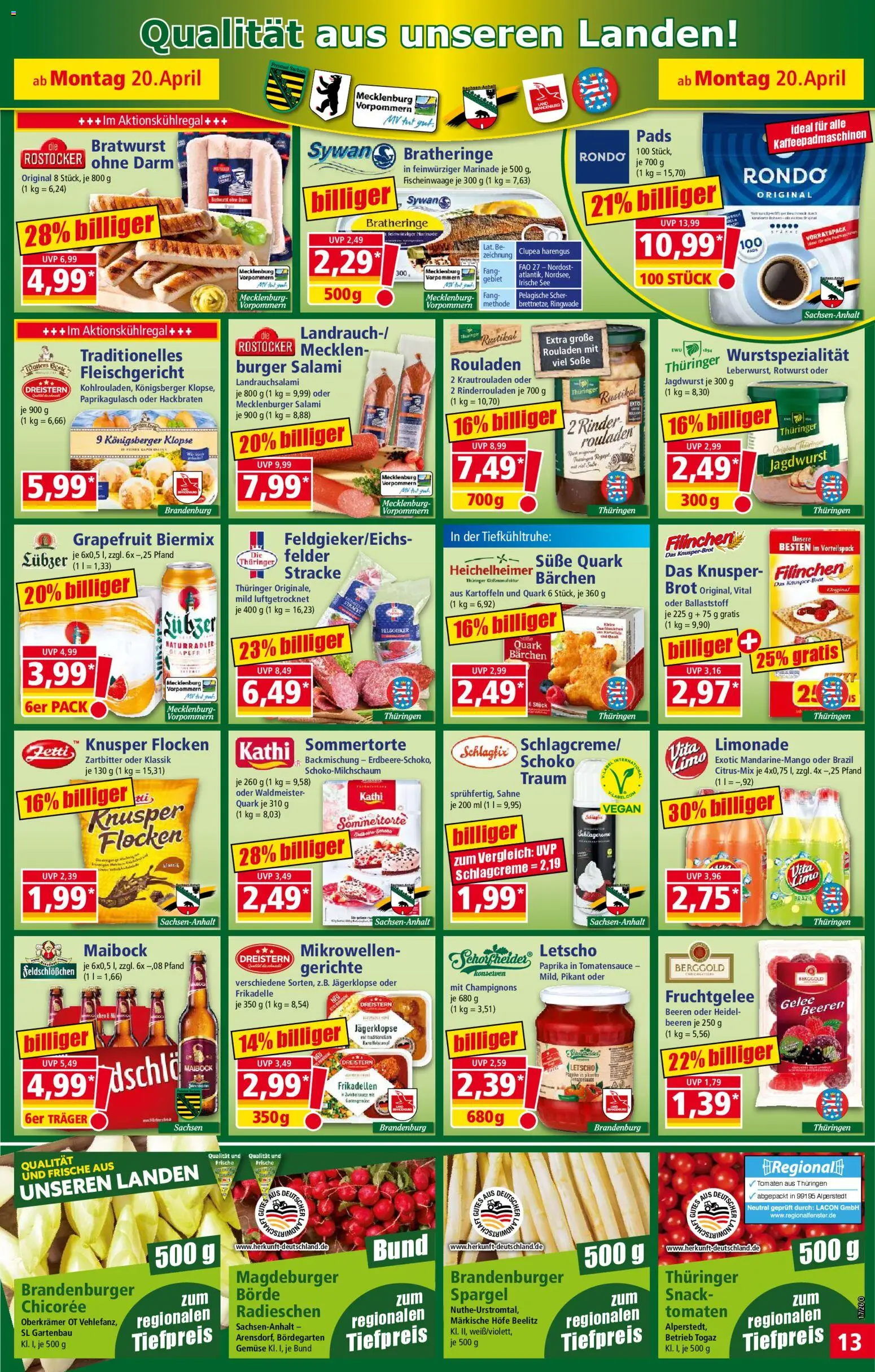 Norma Prospekt – gültig ab 20.04.2026 | Seite: 13 | Produkte: Quark, Gemüse, Paprika, Soße