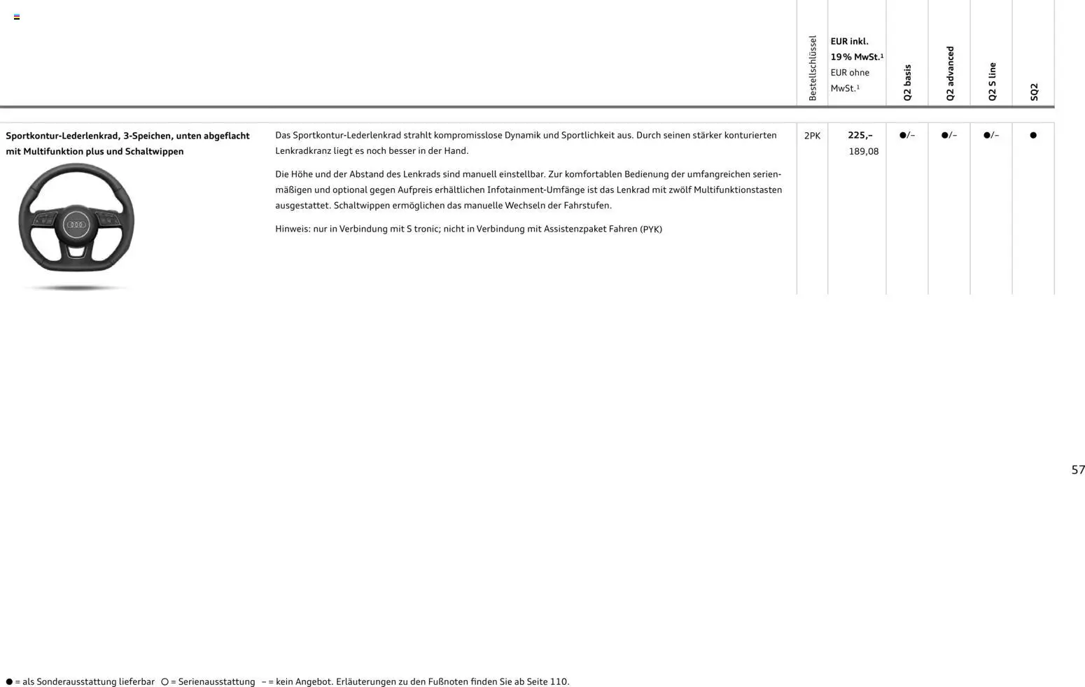 Audi Q2 / SQ2 – gültig ab 05.06.2025 | Seite: 56