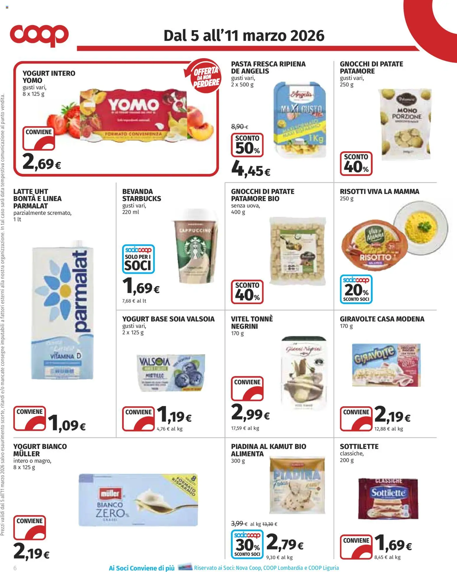 Volantino COOP del 05.03.2026 | Pagina: 6 | Prodotti: Pasta, Data, Piadina, Gnocchi