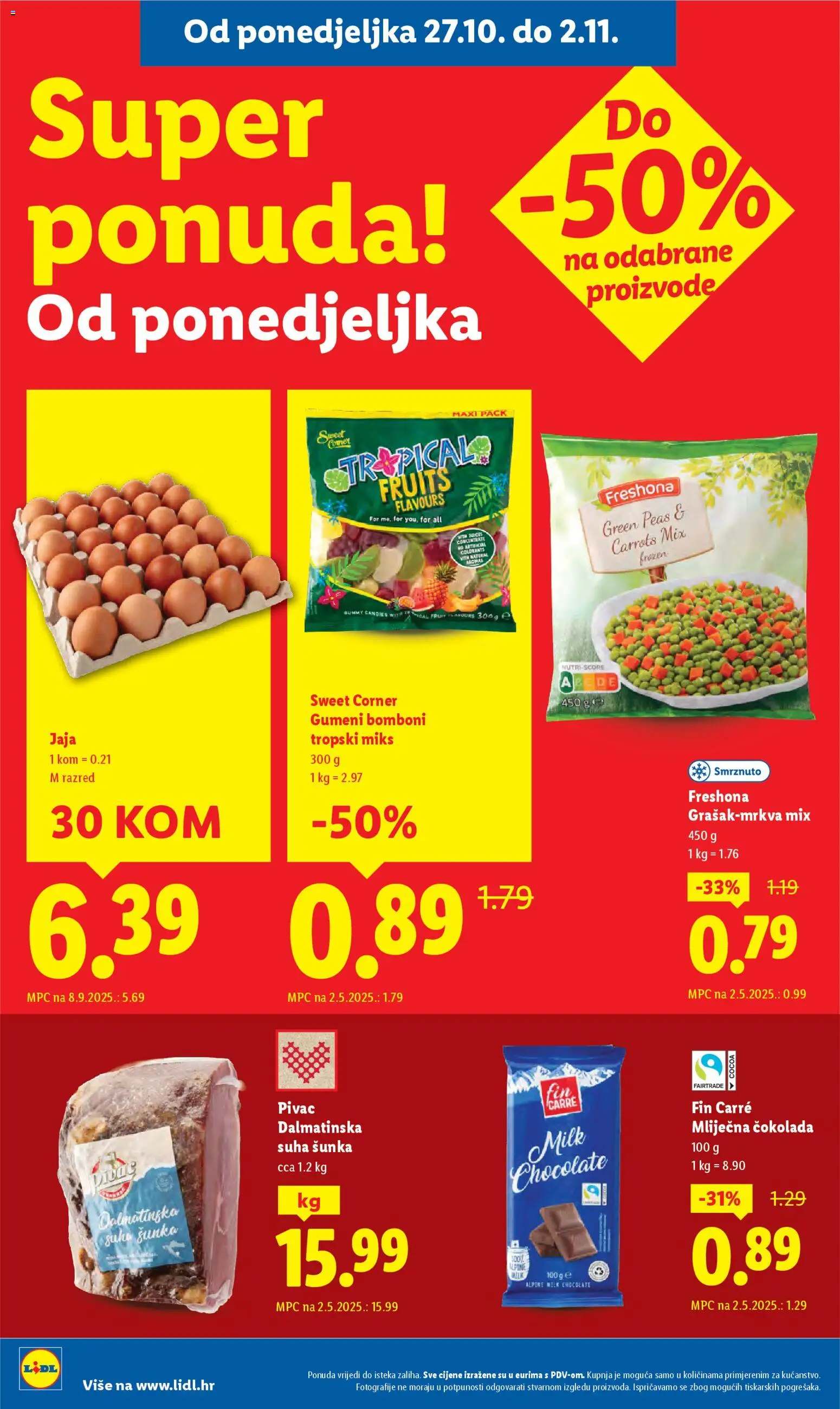 Lidl katalog | vrijedi od 27.10.2025 | Stranica: 8 | Proizvodi: Jaja, Čokolada, Šunka, Bomboni