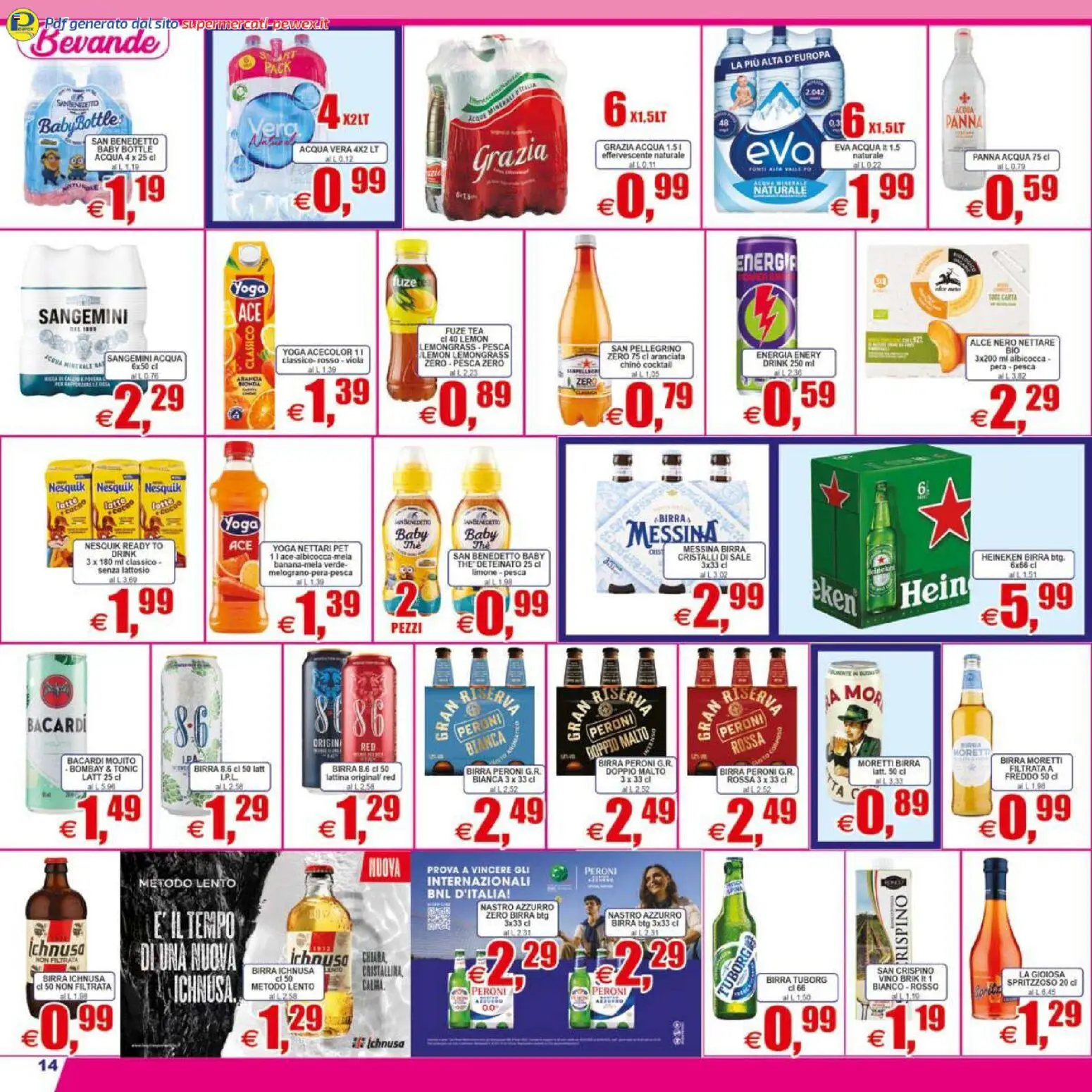 Volantino Pewex del 07.04.2026 | Pagina: 14 | Prodotti: Pesca, Birra Moretti, The, Heineken