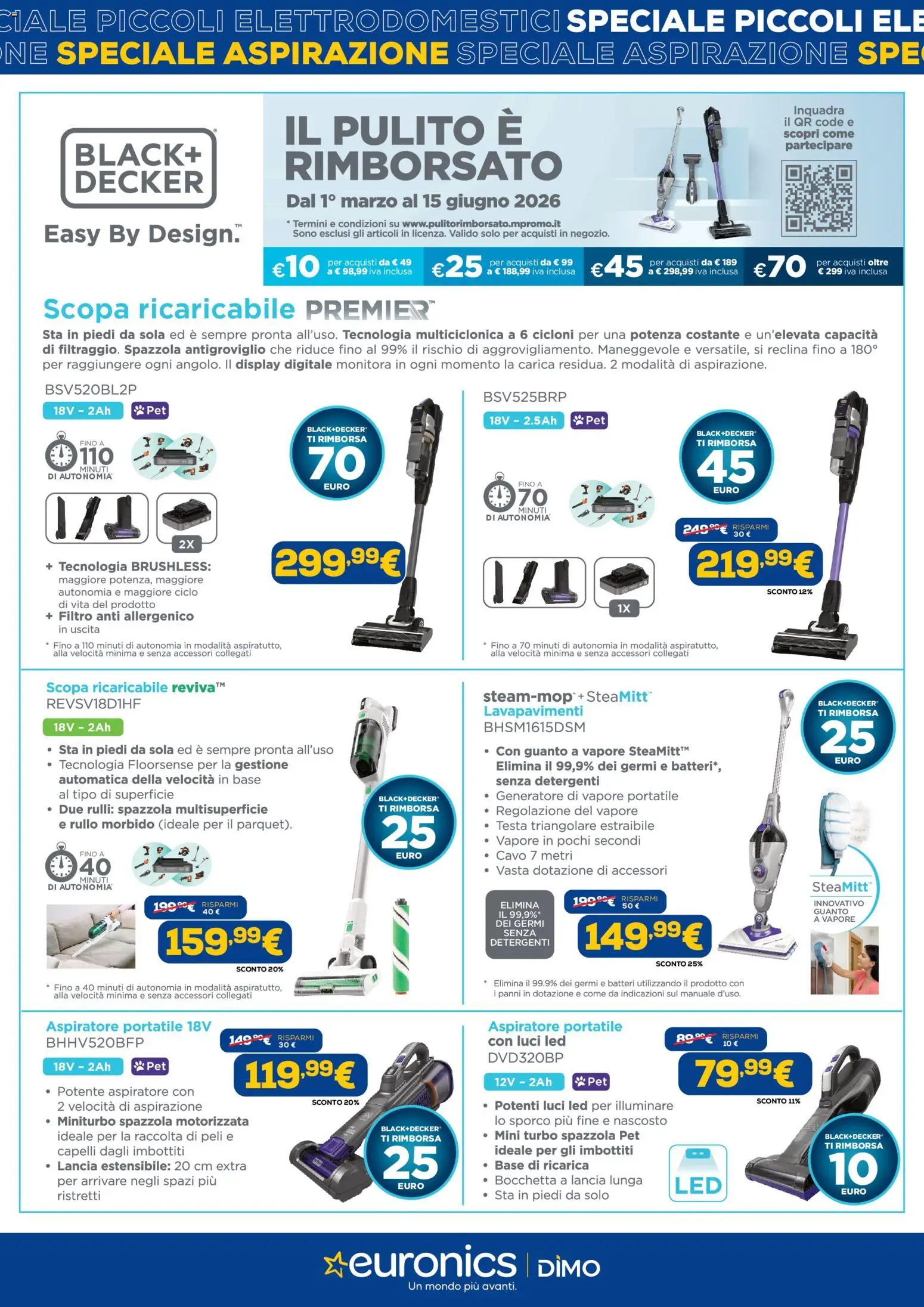 Volantino Euronics del 06.04.2026 | Pagina: 3 | Prodotti: Spazzola, Rullo, Scopa, Cavo