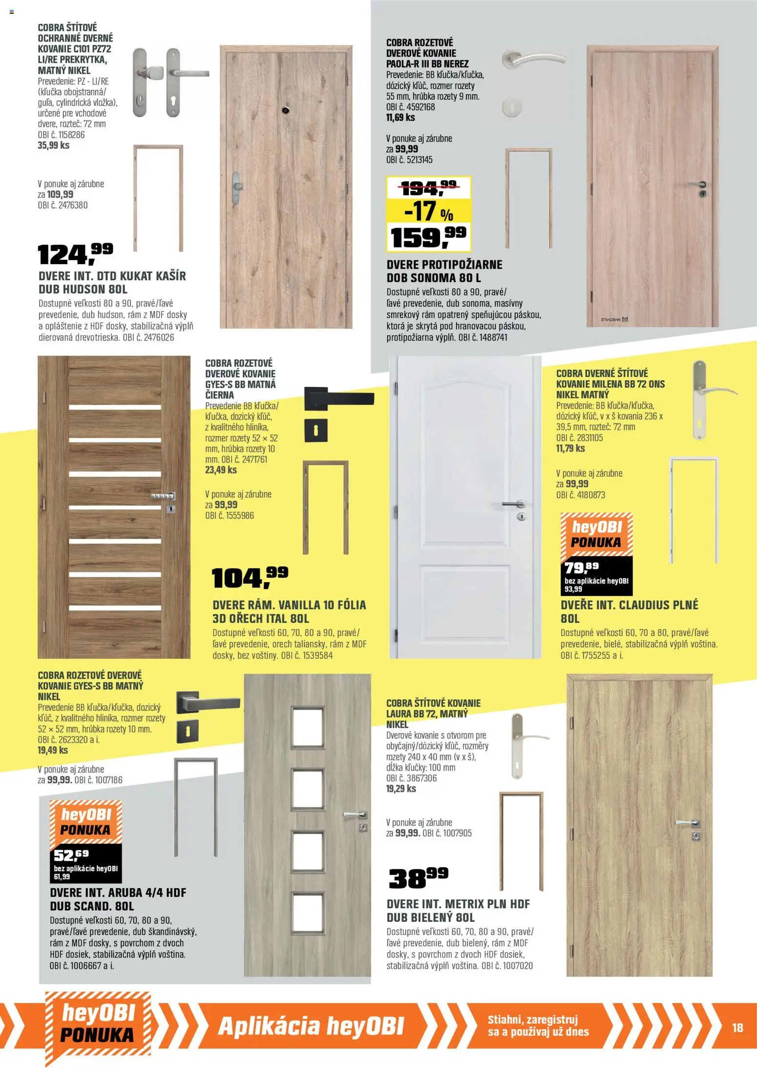 Nové OBI akcie – leták je platný od 28.02.2026 | Strana: 19 | Produkty: Kovanie, Rám, Dvere