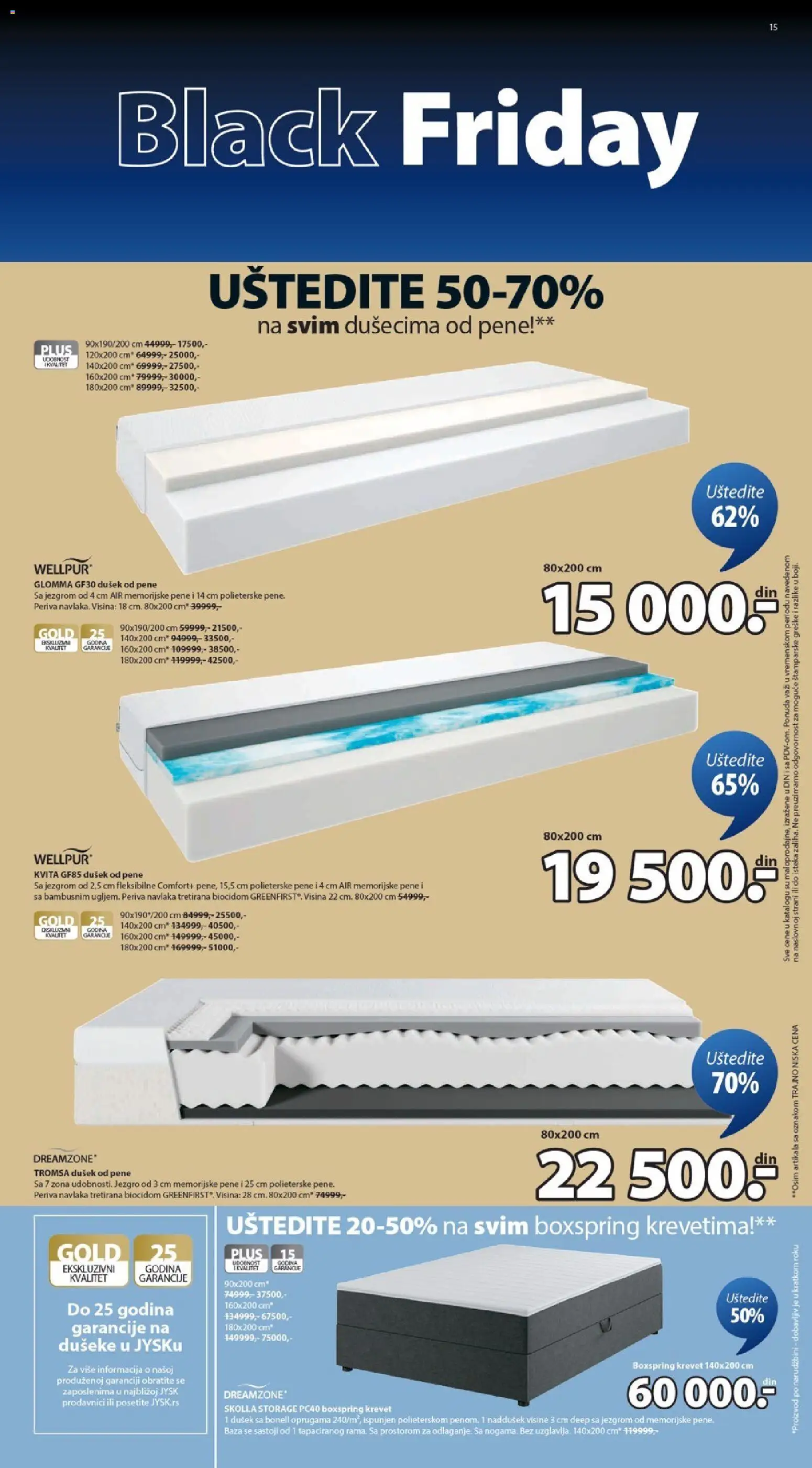 Jysk katalog - važi od 19.11.2025 | Strana: 15 | Proizvode: Krevet, Dušek, Wellpur