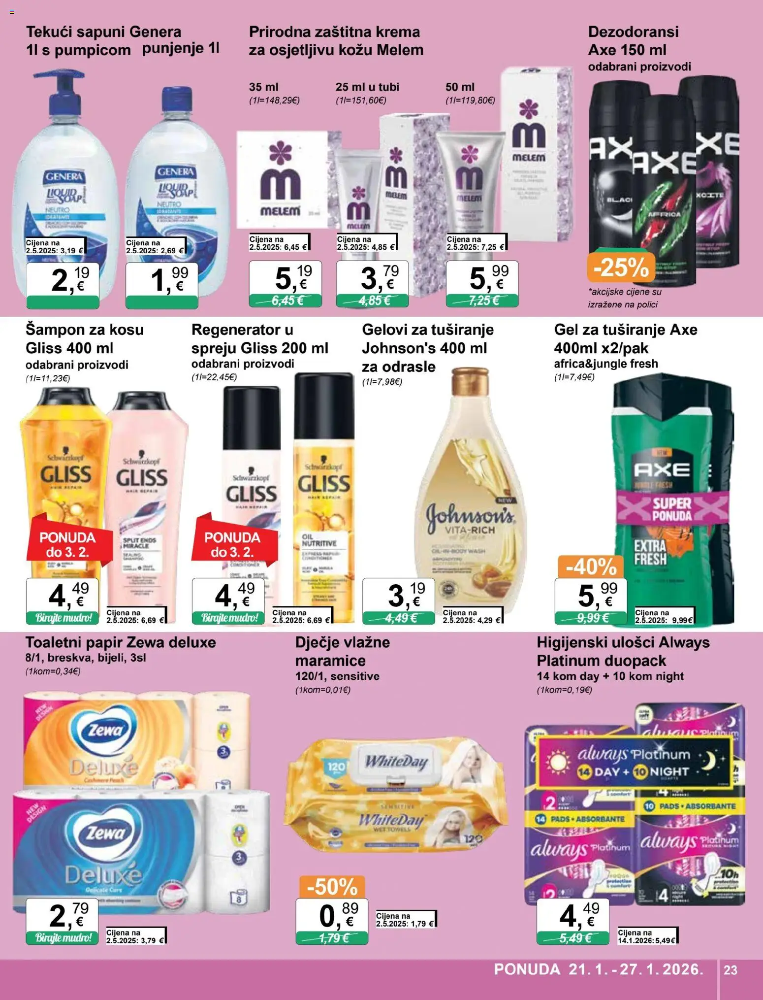 KTC katalog | vrijedi od 21.01.2026 | Stranica: 23 | Proizvodi: Krema, Melem, Toaletni papir, Axe