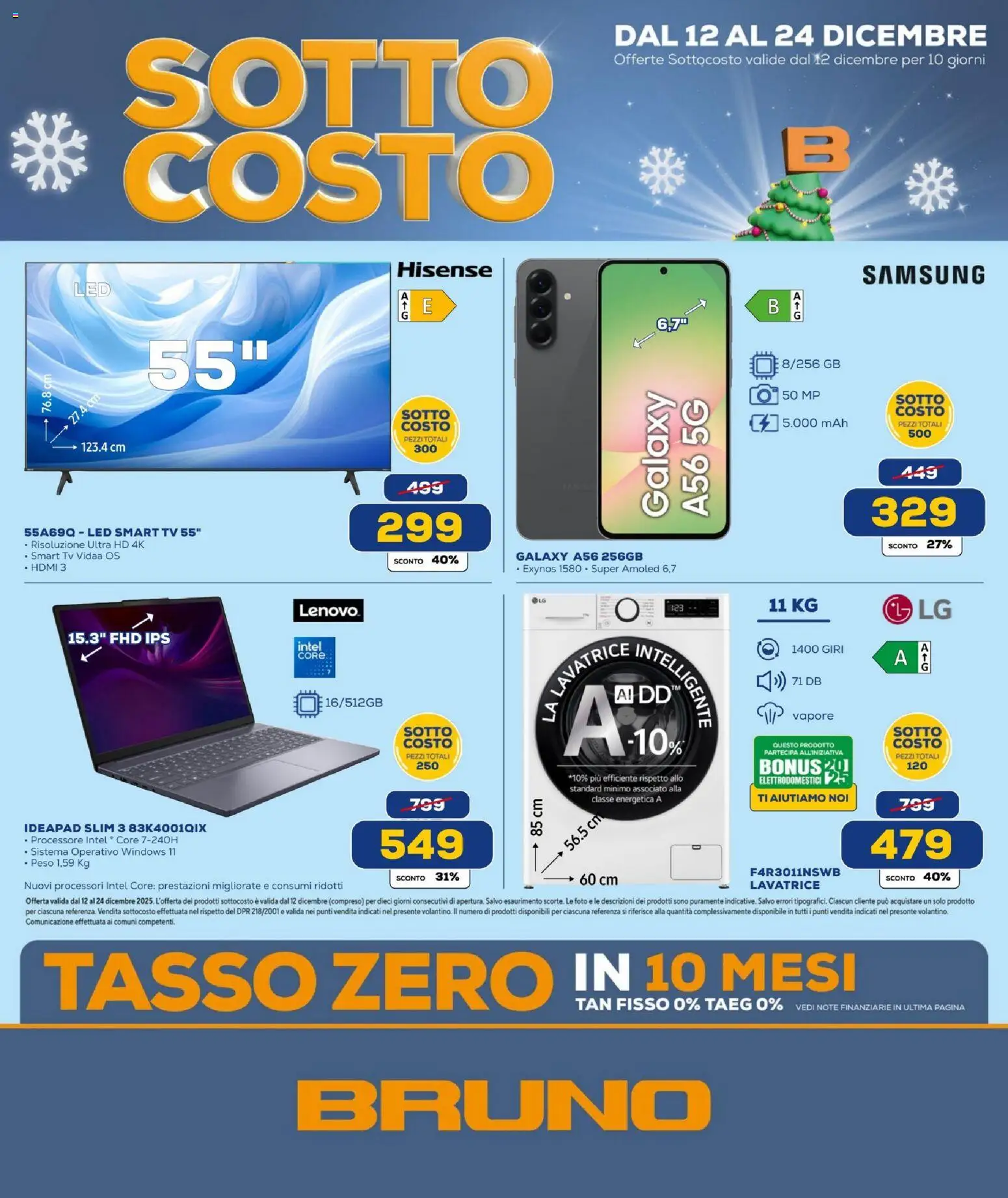 Volantino BRUNO del 12.12.2025 | Pagina: 1 | Prodotti: smart TV, Lavatrice, TV, Samsung