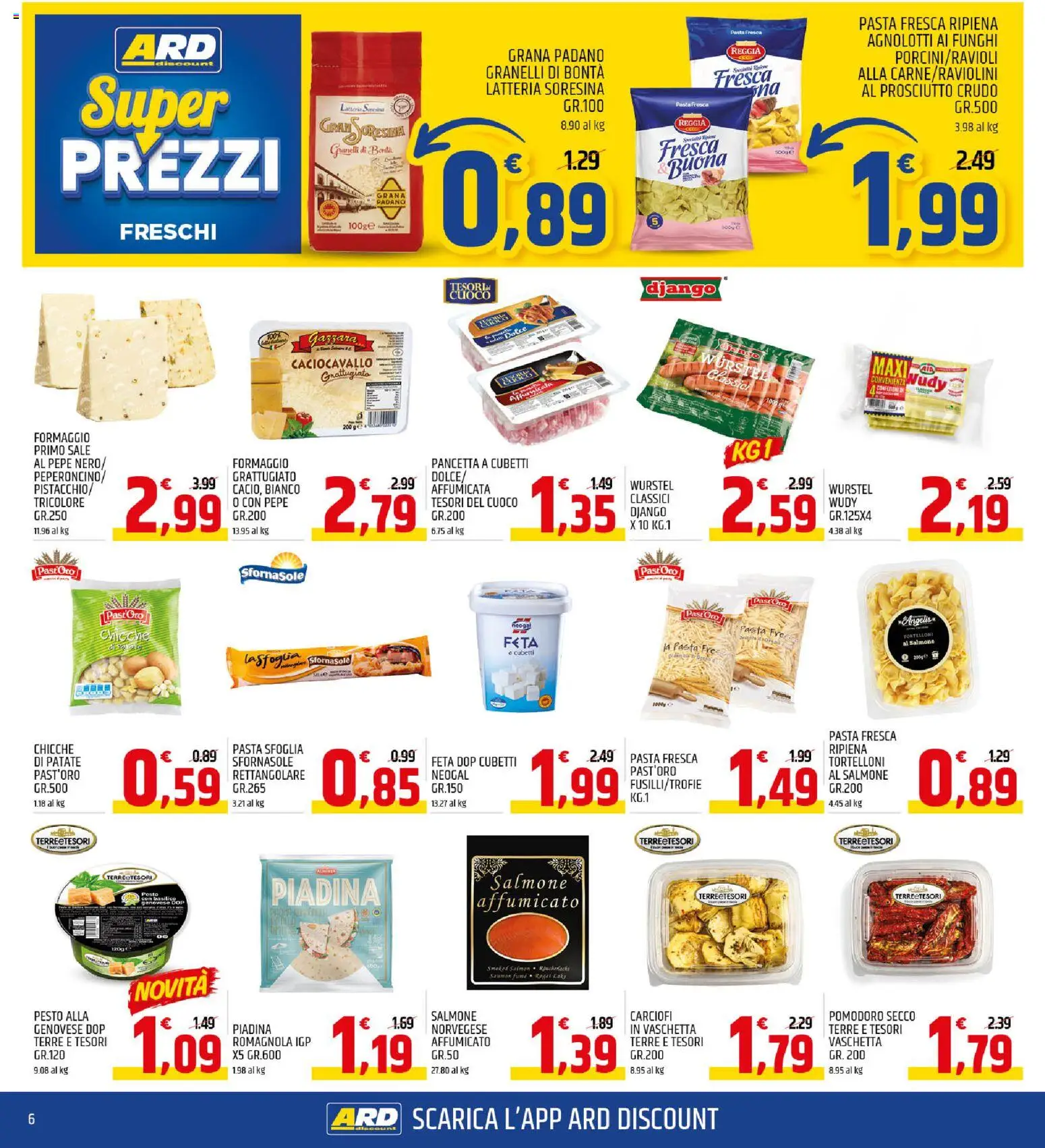Volantino ARD Discount del 13.11.2025 | Pagina: 6 | Prodotti: Patate, Pasta, Grana Padano, Tortelloni