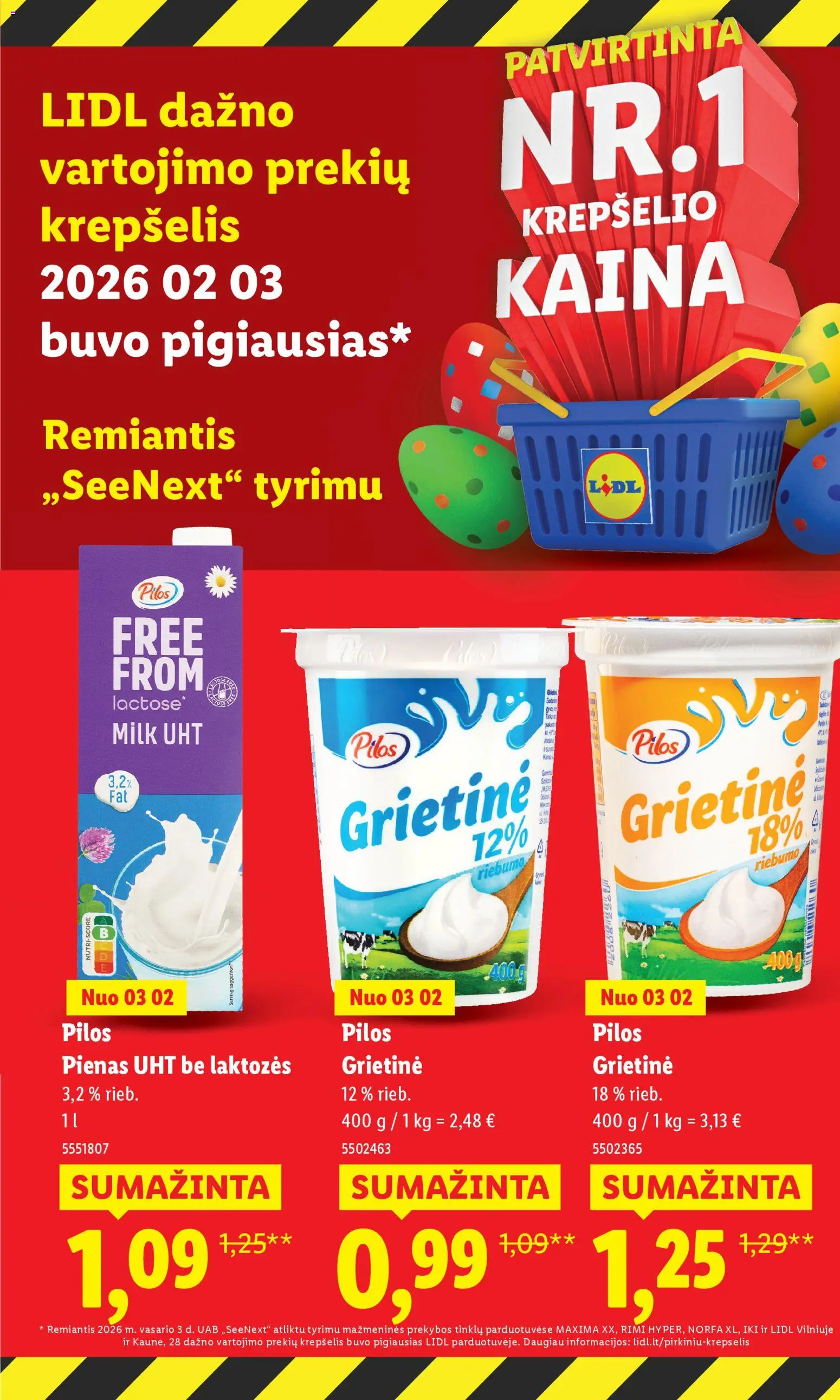 LIDL akcijos nuo 16.03.2026 | Puslapis: 14 | Prekių: Pienas, Krepšelis, Grietinė