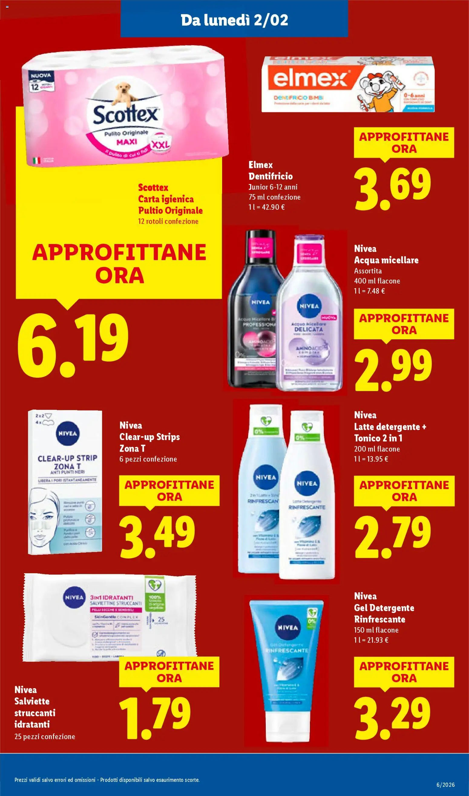 Volantino Lidl del 02.02.2026 | Pagina: 25 | Prodotti: Carta igienica, Salviette struccanti, Dentifricio, Detergente